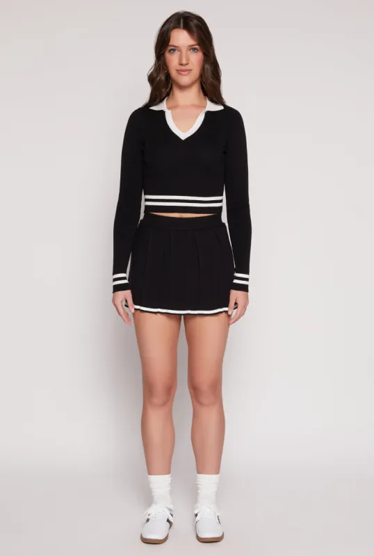 Daisy Contrast Trim Pleated Skirt sold by Rainbow