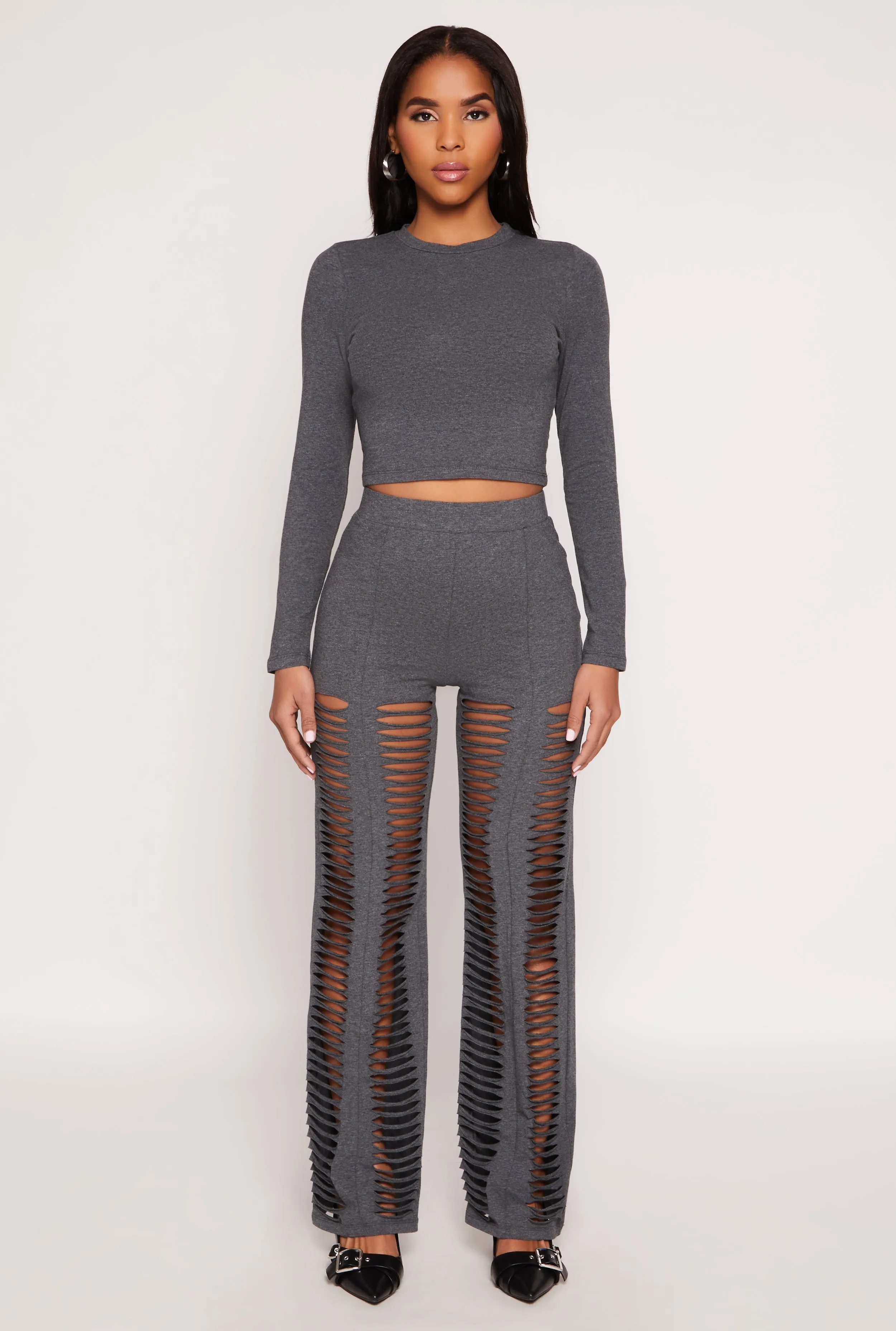 Long Sleeve High Neck Crop Top sold by Rainbow product image thumbnail 2