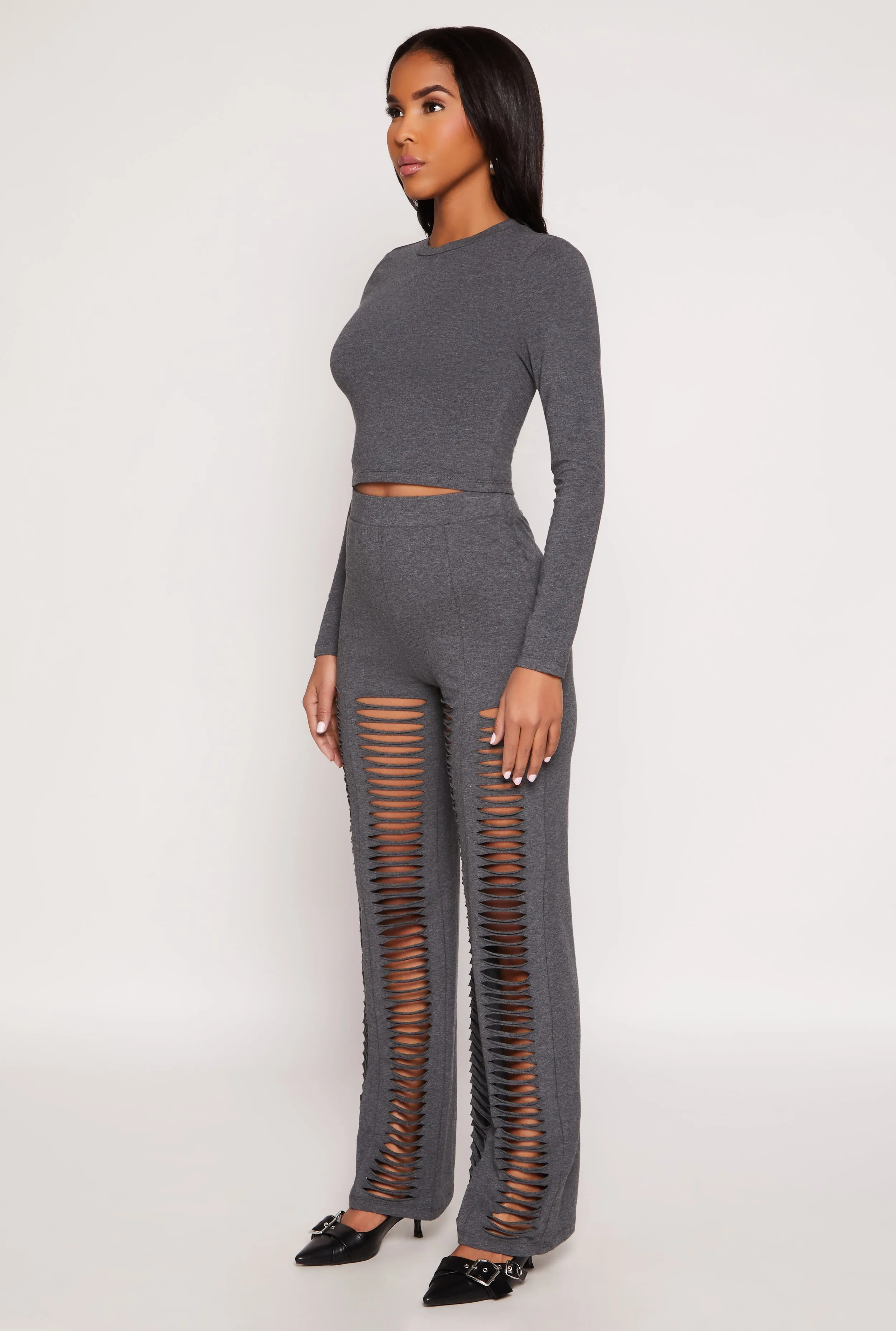 Long Sleeve High Neck Crop Top sold by Rainbow product image thumbnail 3