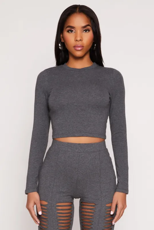 Long Sleeve High Neck Crop Top sold by Rainbow