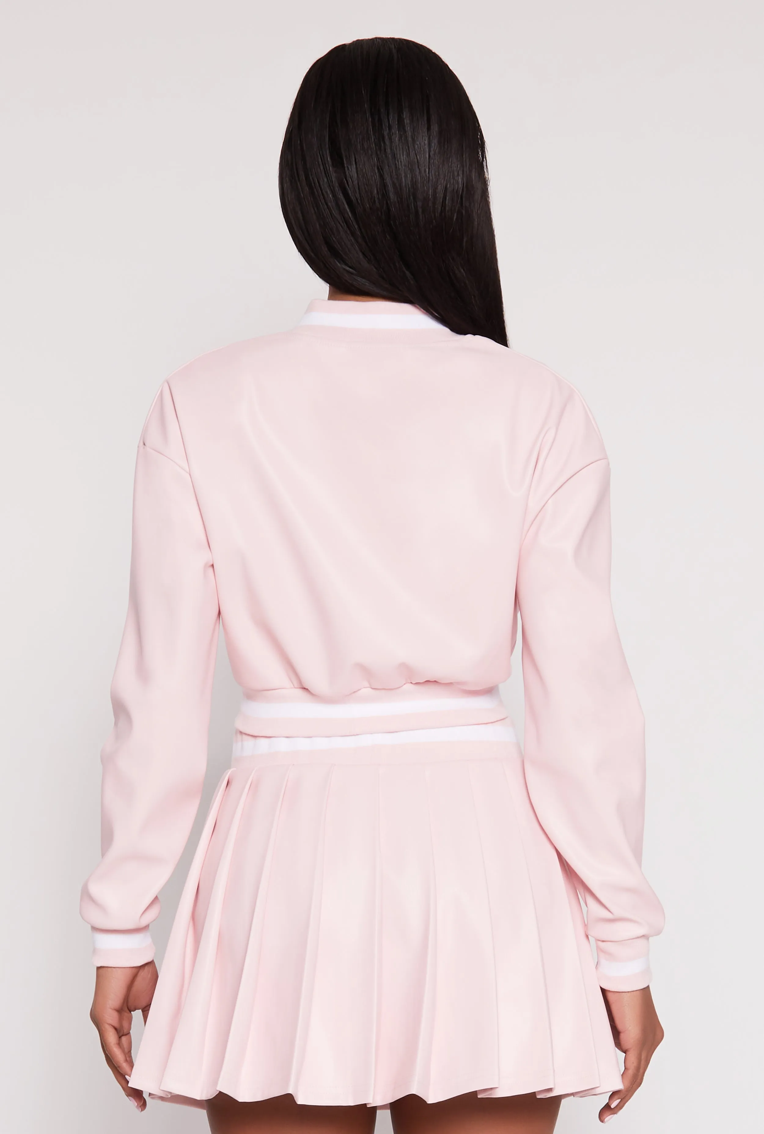 Faux Leather Cropped Bomber Jacket sold by Rainbow product image thumbnail 5