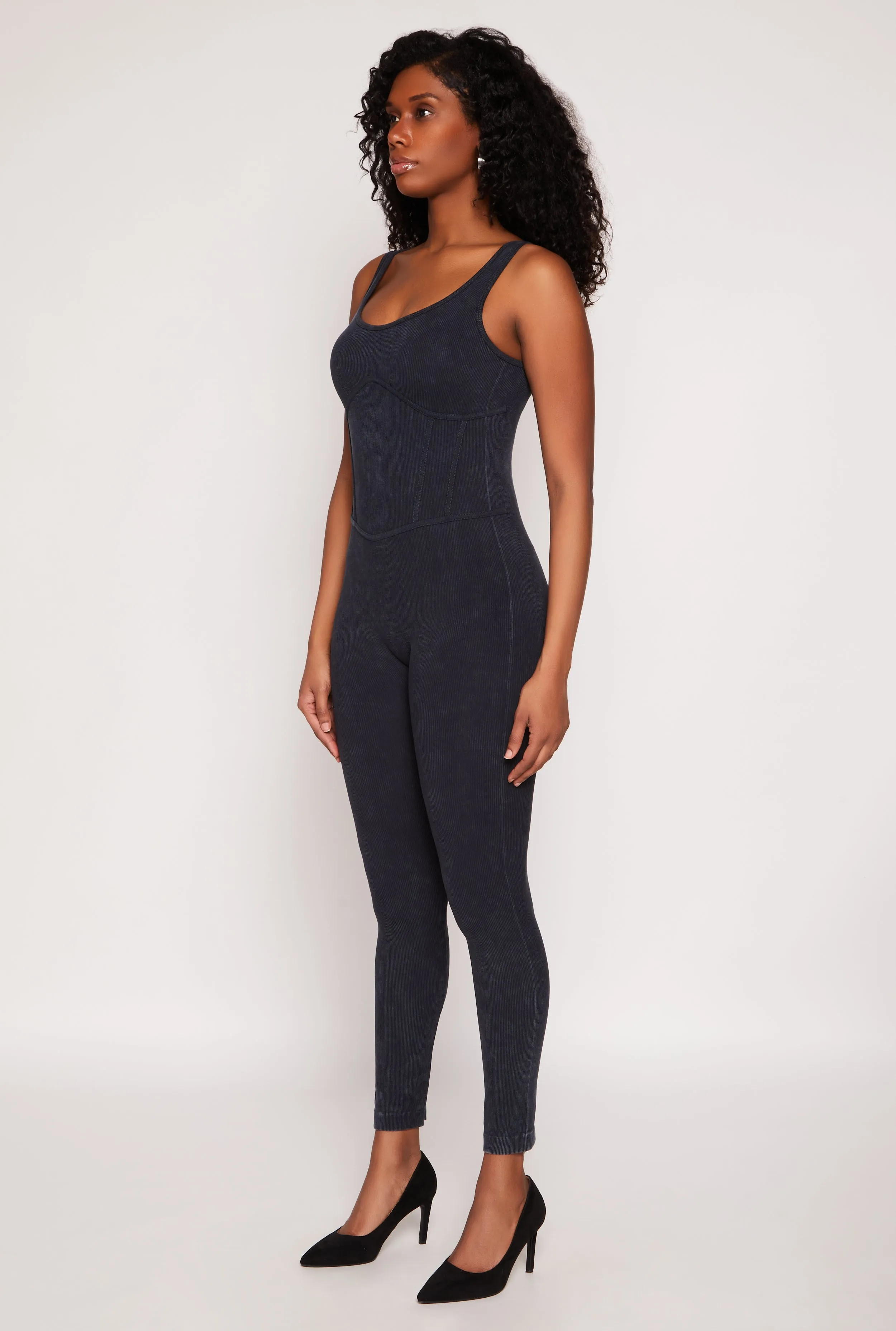 Seamless Ribbed Knit Corset Detail Catsuit sold by Rainbow product image thumbnail 2