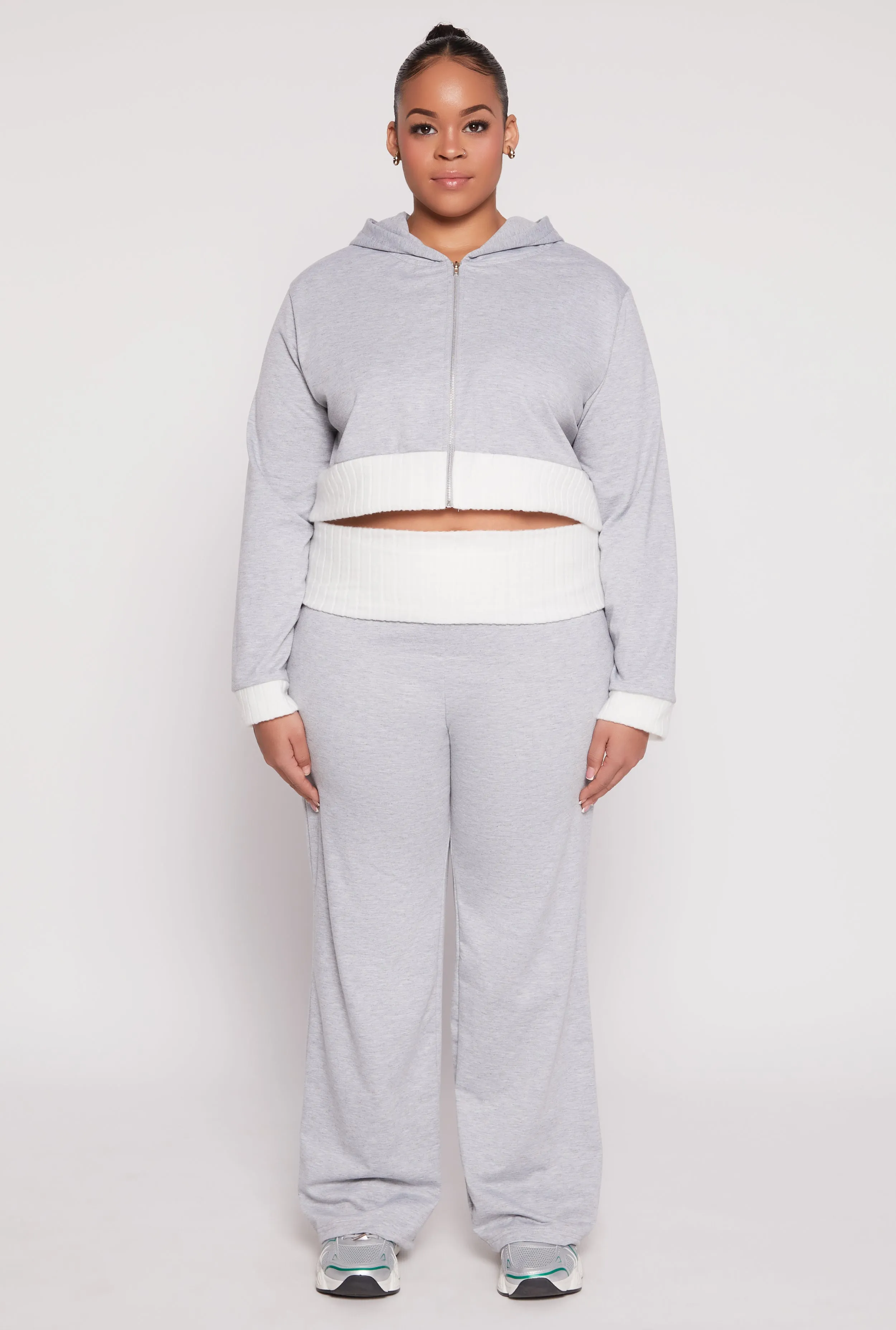 Plus Size Two Tone Trim Hooded Sweatshirt sold by Rainbow product image thumbnail 2