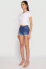 WAX Fixed Cuff High Waist Denim Shorts sold by Rainbow