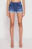 WAX Fixed Cuff High Waist Denim Shorts sold by Rainbow
