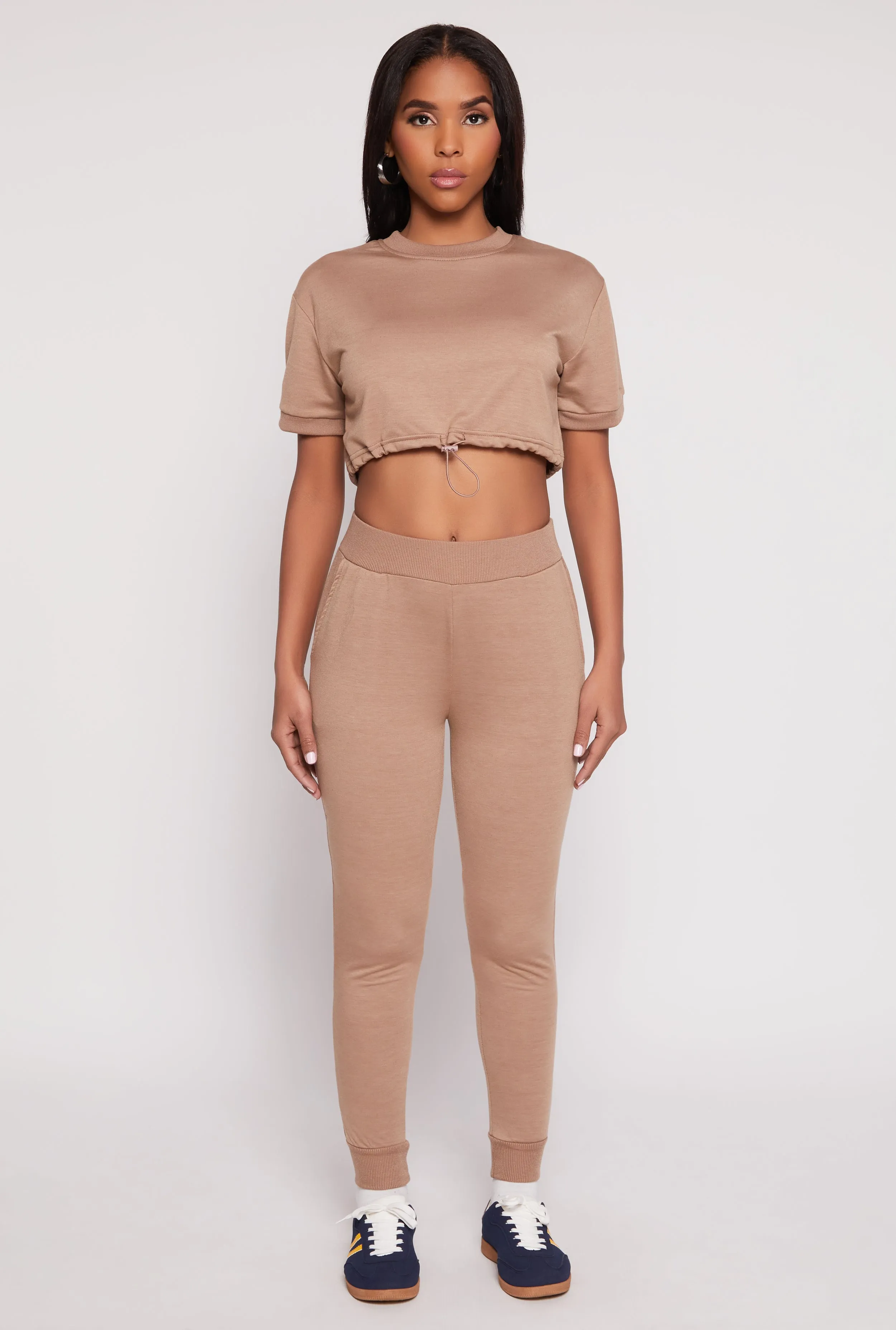 French Terry Pull On High Waisted Joggers sold by Rainbow