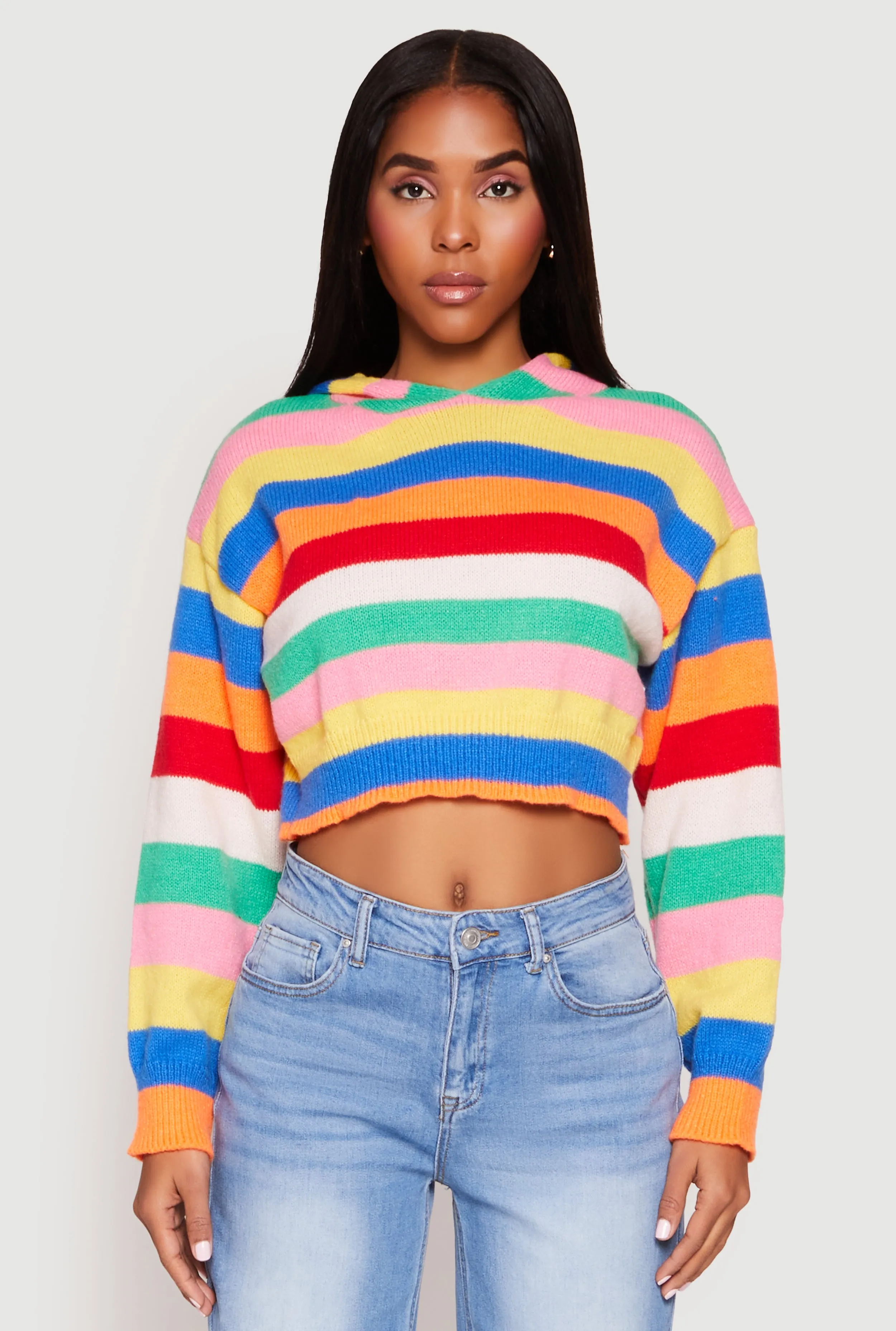 Daisy Striped Cropped Hooded Sweater sold by Rainbow product image thumbnail 2