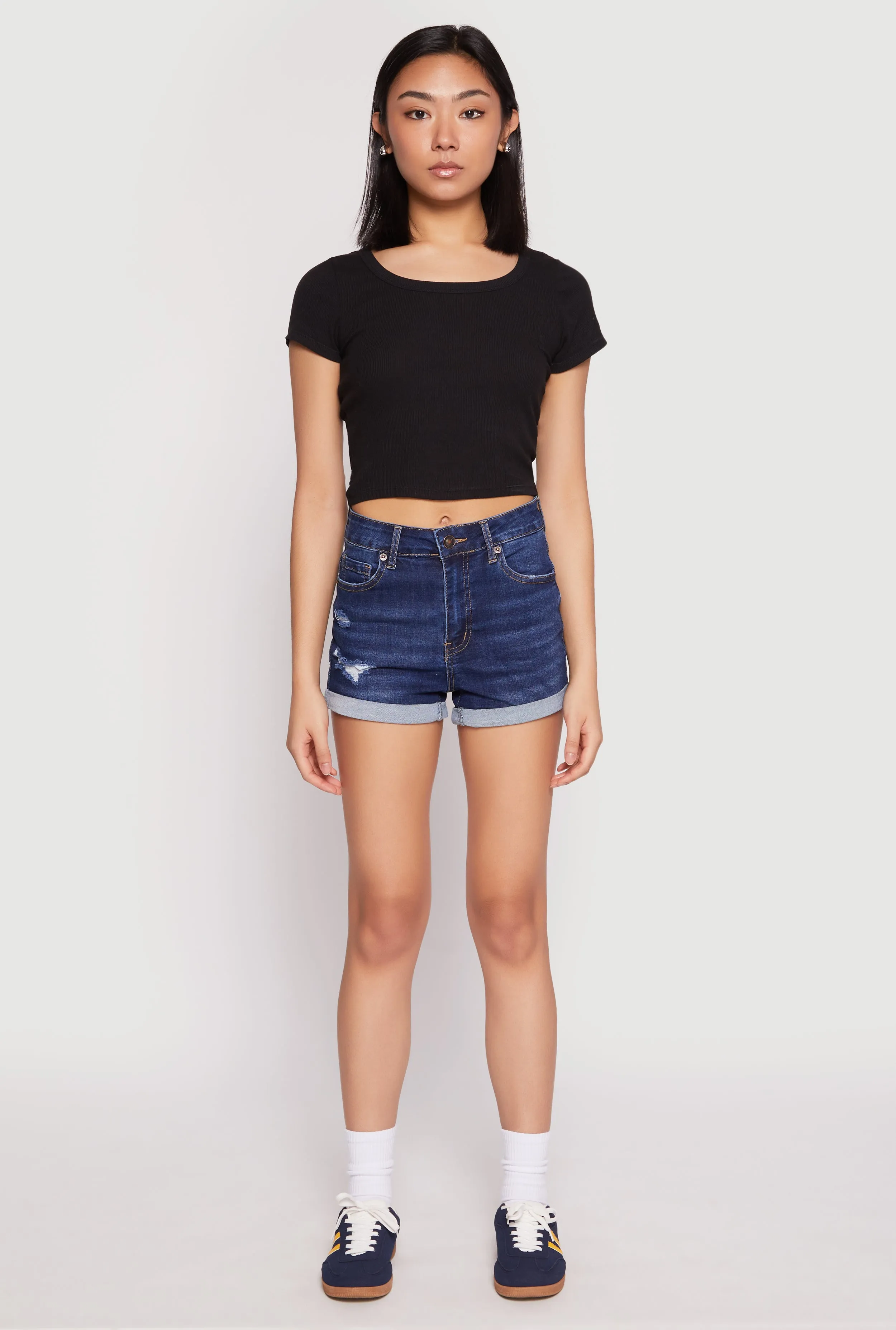 WAX Distressed Repreve Denim Shorts sold by Rainbow