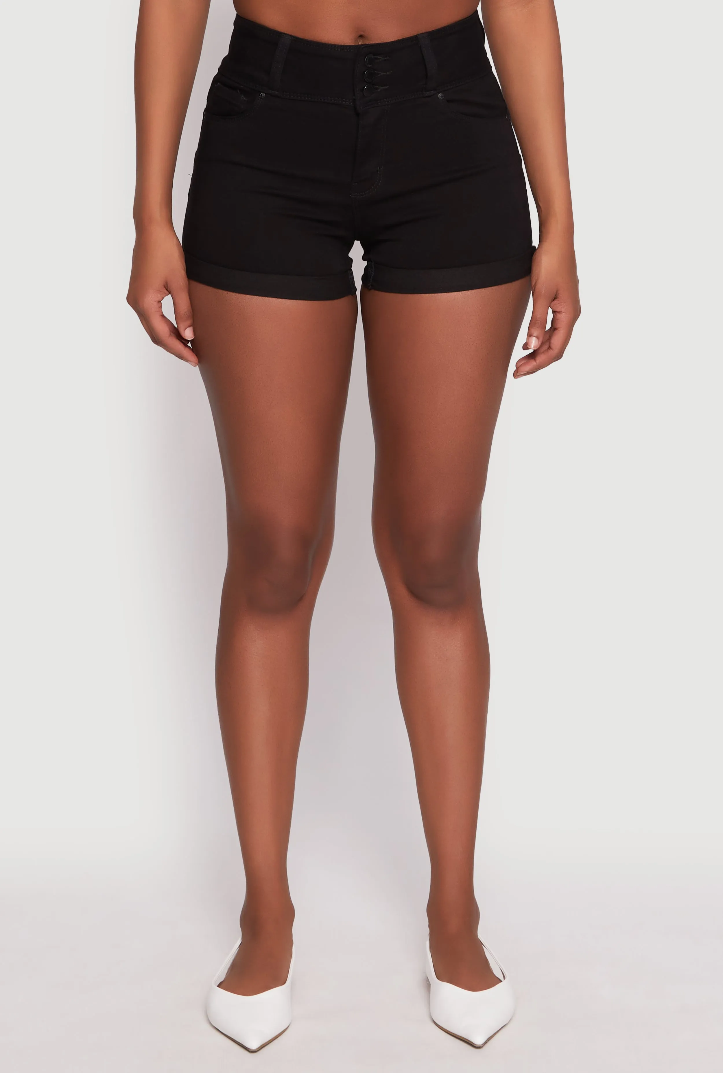 WAX 3 Button High Waisted Denim Shorts sold by Rainbow product image thumbnail 3