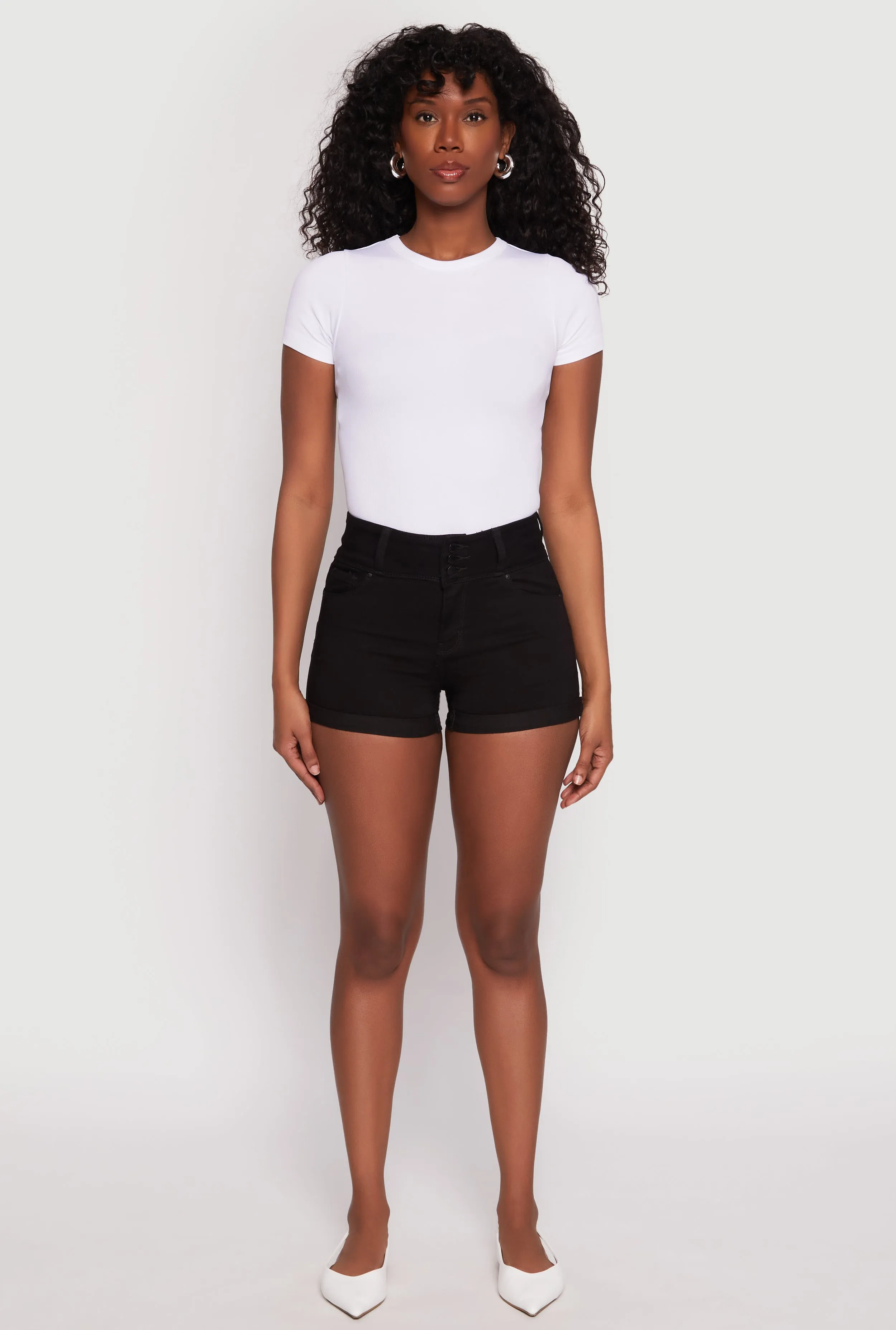 WAX 3 Button High Waisted Denim Shorts sold by Rainbow