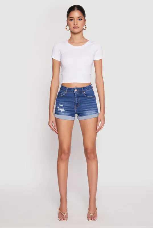 WAX Distressed Repreve Denim Shorts sold by Rainbow