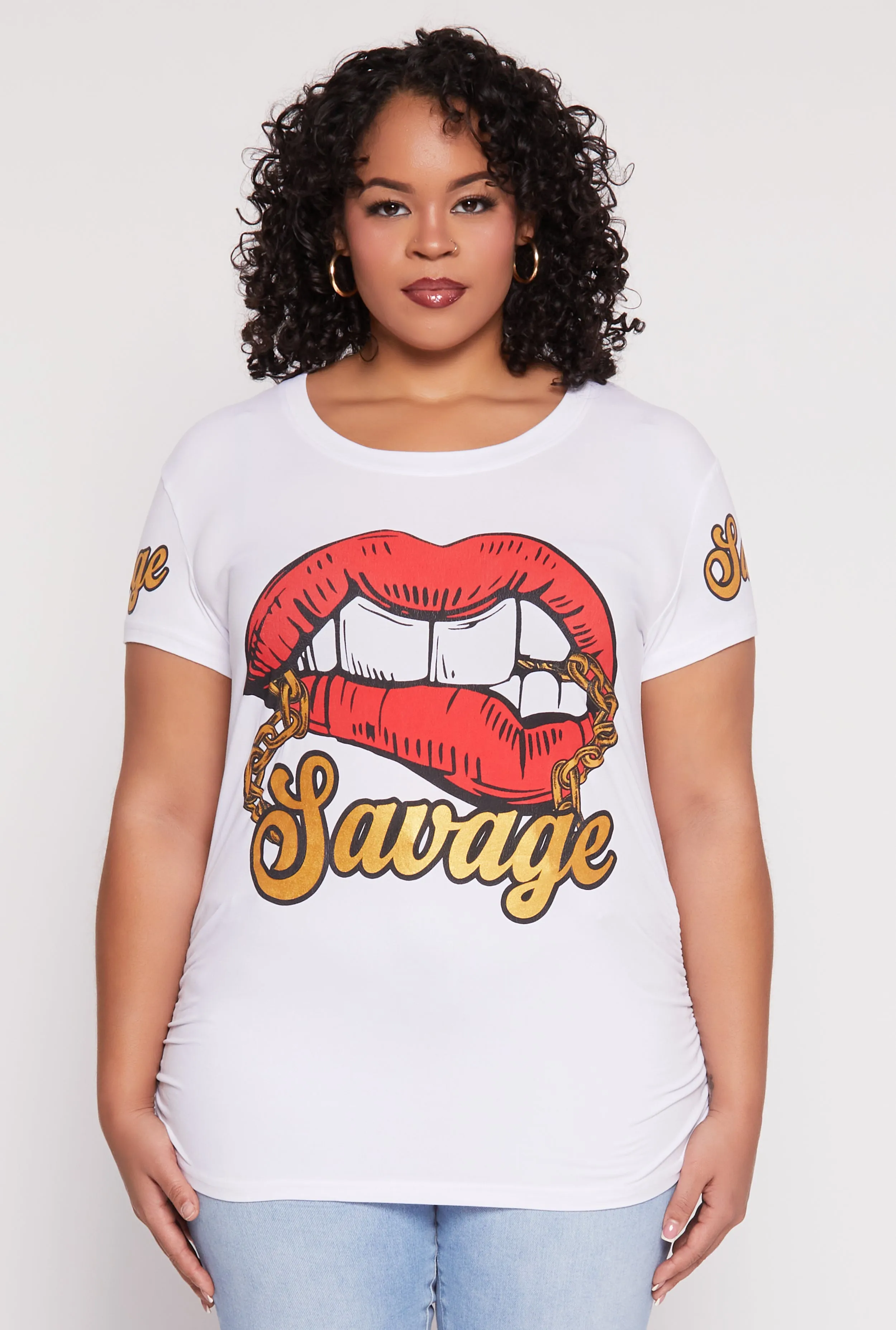 Plus Size Savage Lip Graphic Ruched Top sold by Rainbow product image thumbnail 2
