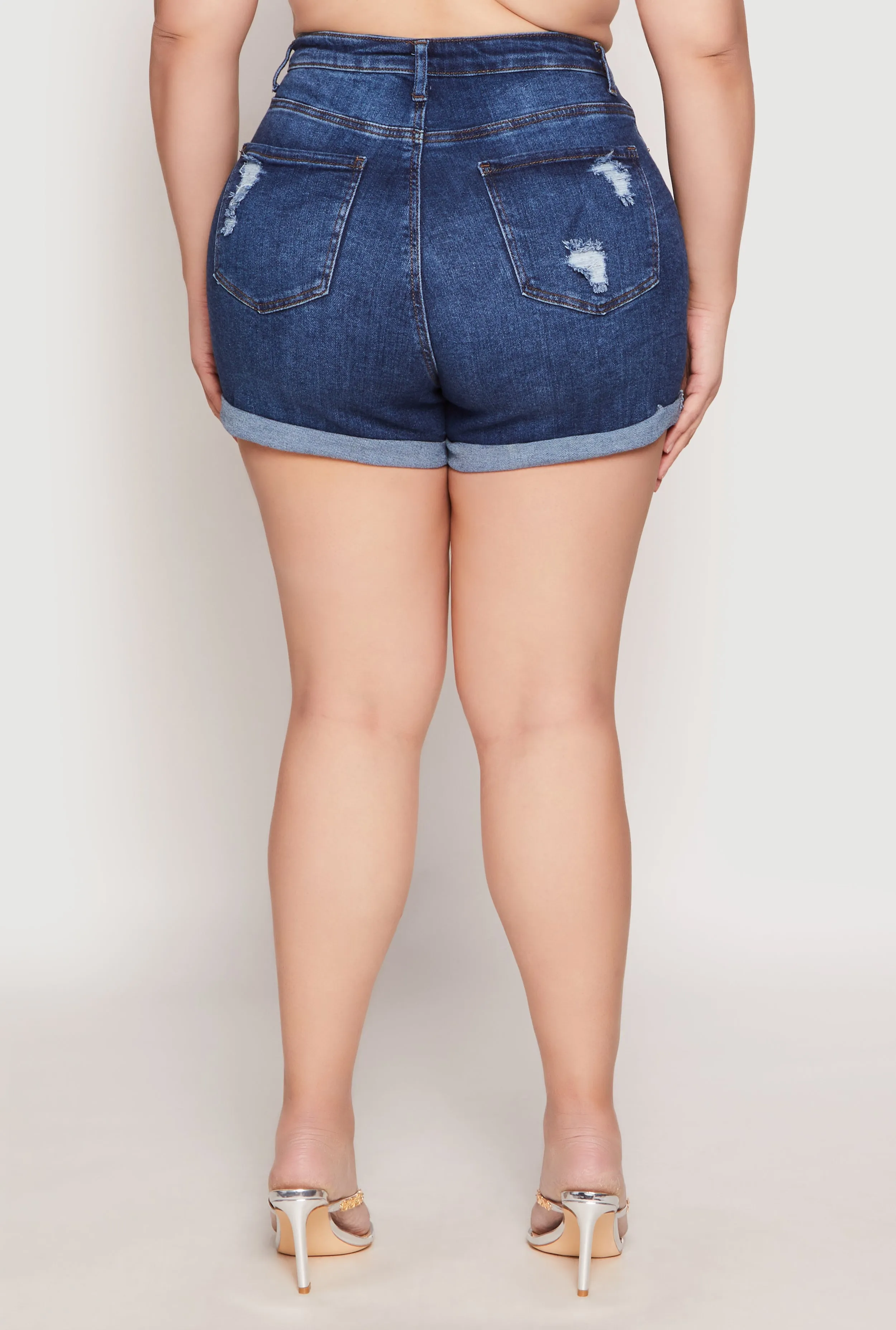 Plus Size WAX Distressed Denim Mom Shorts sold by Rainbow product image thumbnail 5