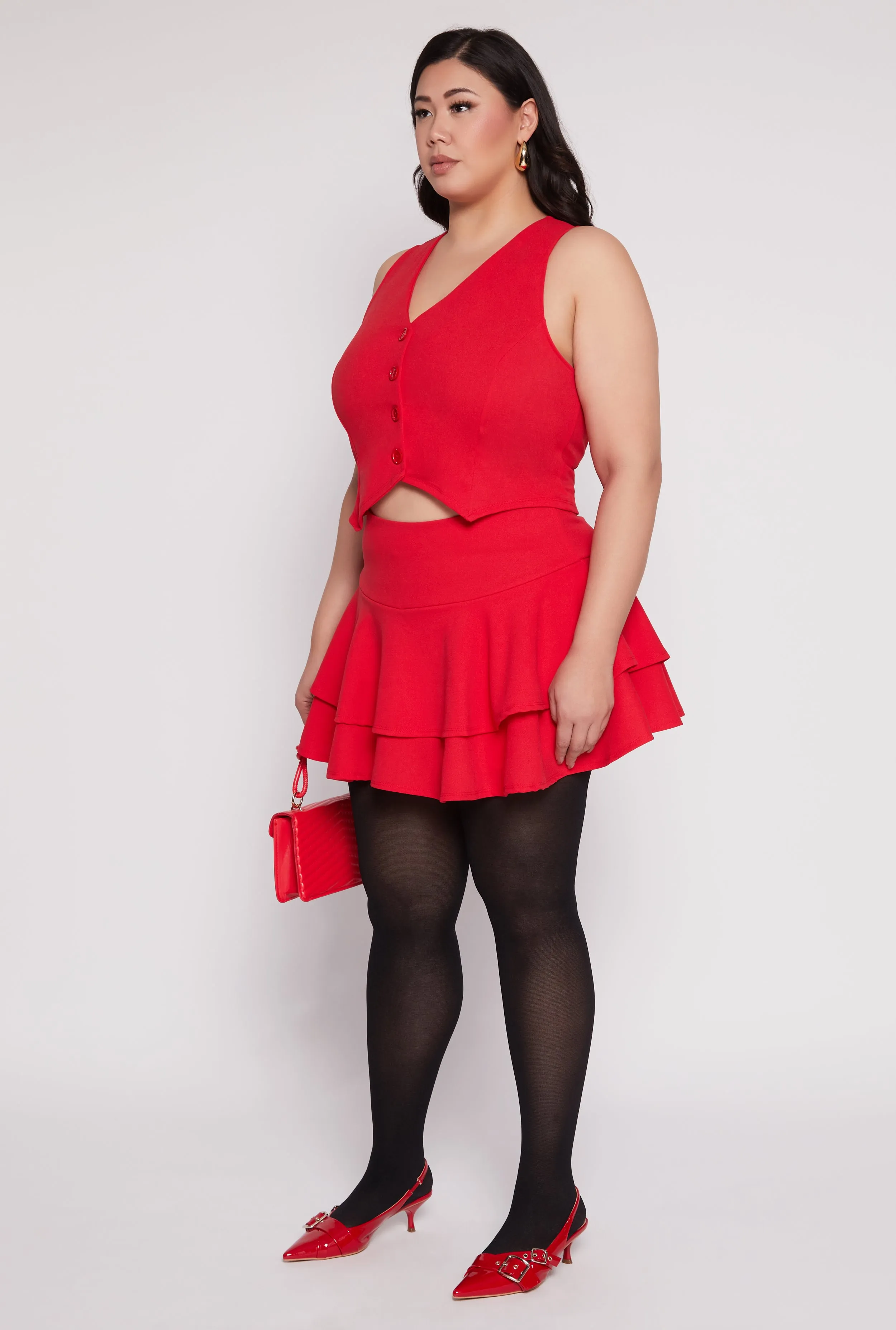 Plus Size Crepe Knit Cropped Blazer Vest sold by Rainbow product image thumbnail 3