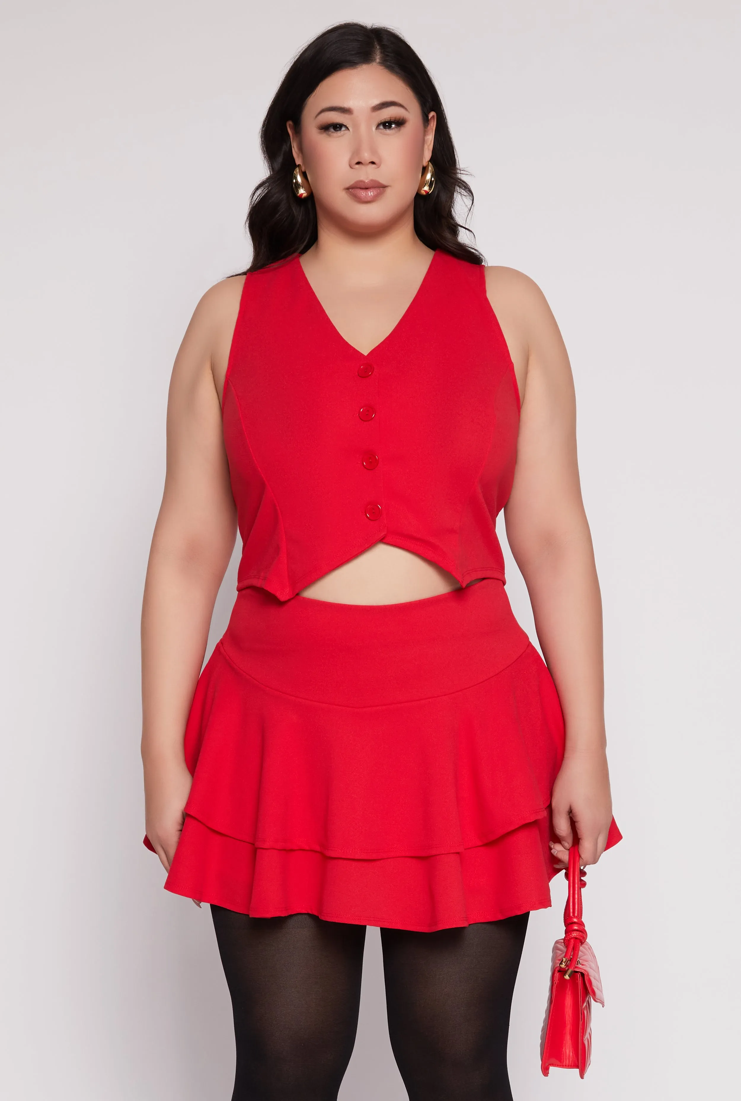 Plus Size Crepe Knit Cropped Blazer Vest sold by Rainbow