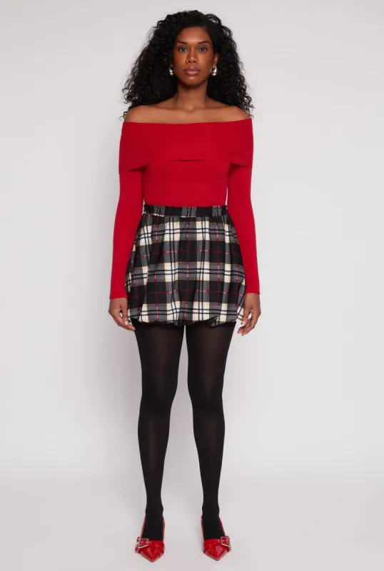 Plaid High Waisted Bubble Skirt sold by Rainbow