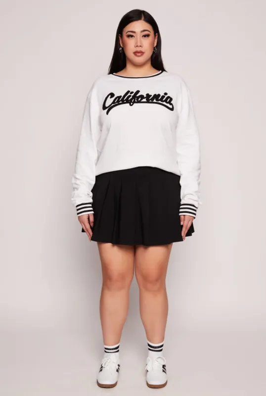 Plus Size Chenille California Varsity Sweatshirt sold by Rainbow