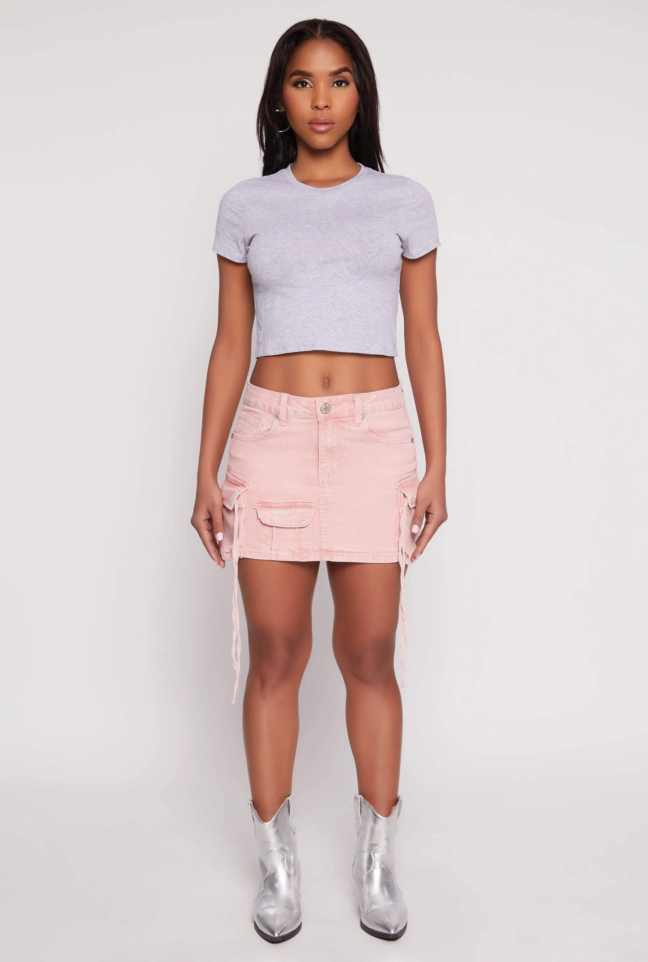 VIP Acid Wash Denim Cargo Skirt sold by Rainbow