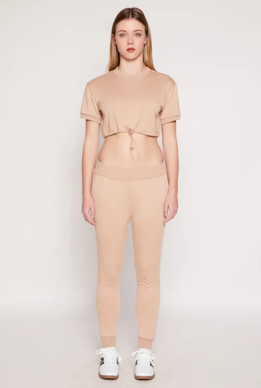 French Terry Pull On High Waisted Joggers sold by Rainbow