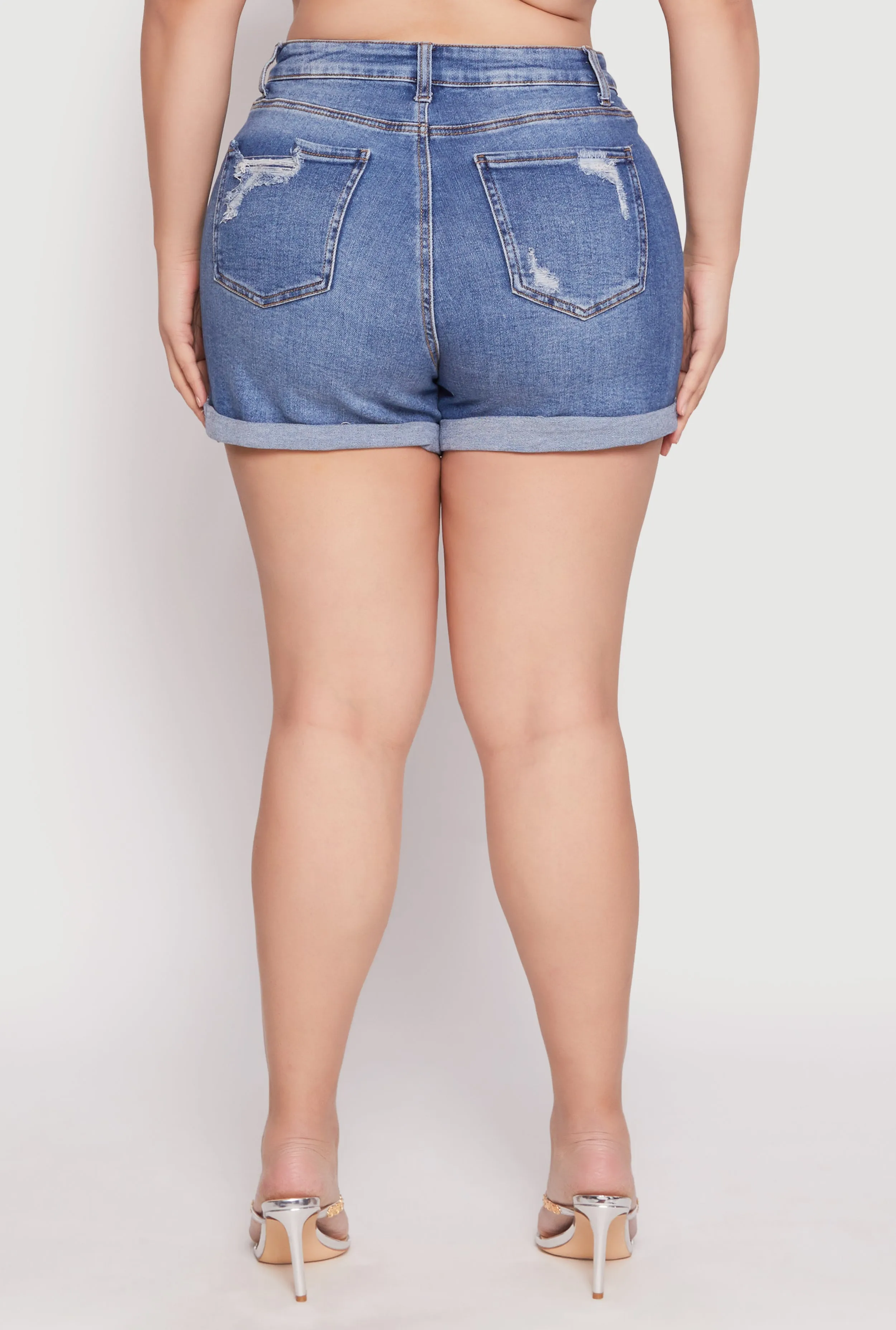 Plus Size WAX Distressed Denim Mom Shorts sold by Rainbow product image thumbnail 5