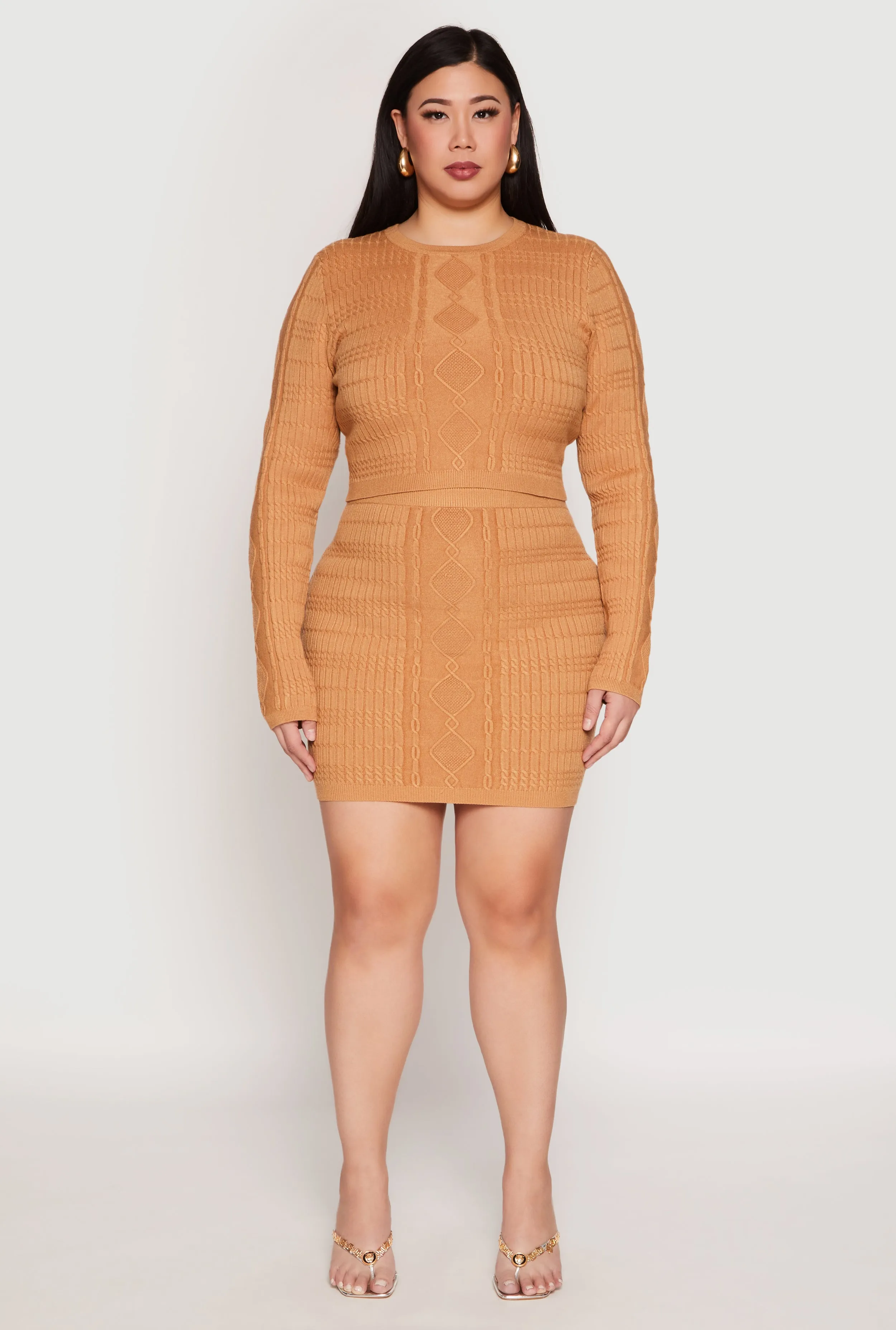 Plus Size Daisy Cable Knit Pencil Skirt sold by Rainbow