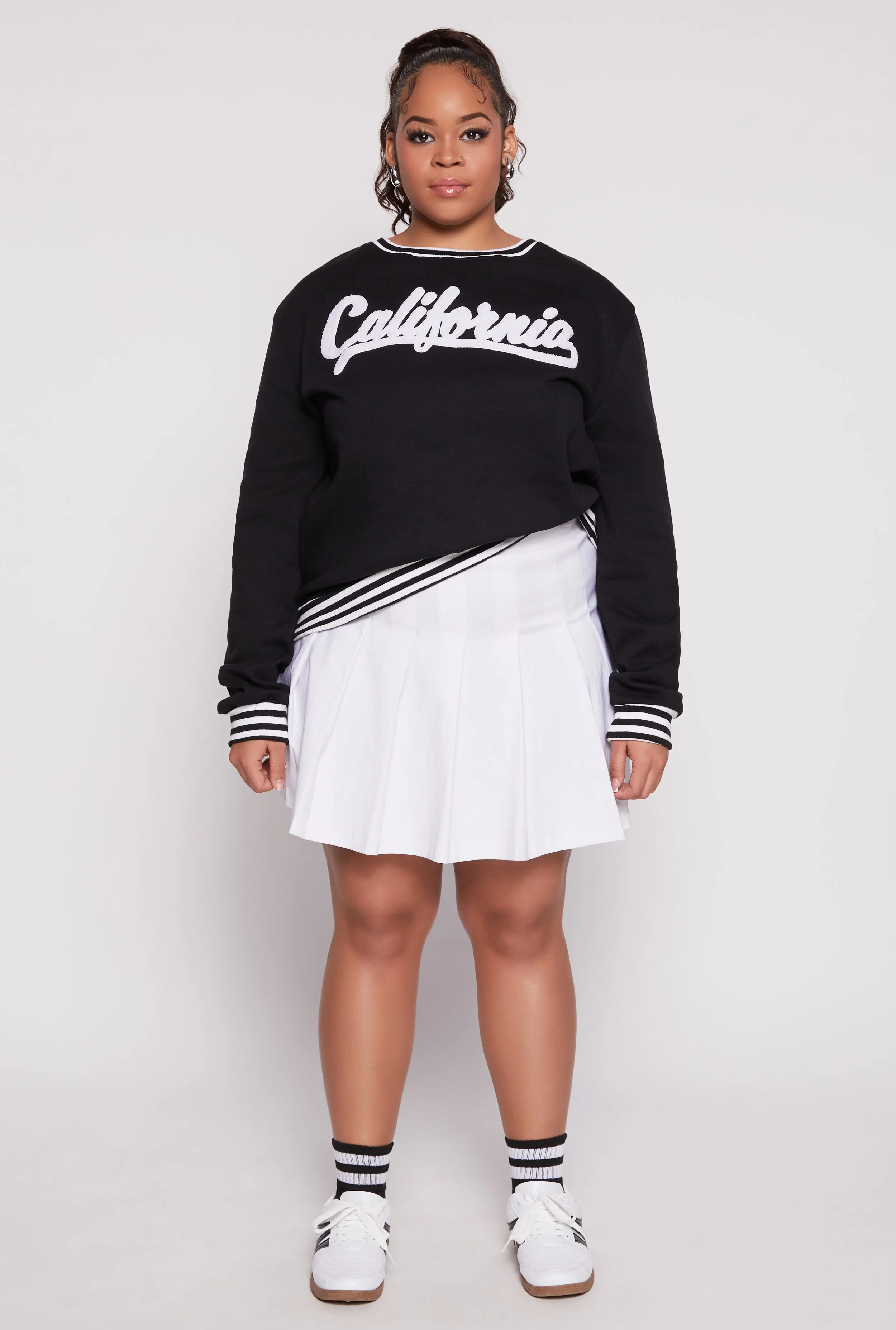 Plus Size Chenille California Varsity Sweatshirt sold by Rainbow