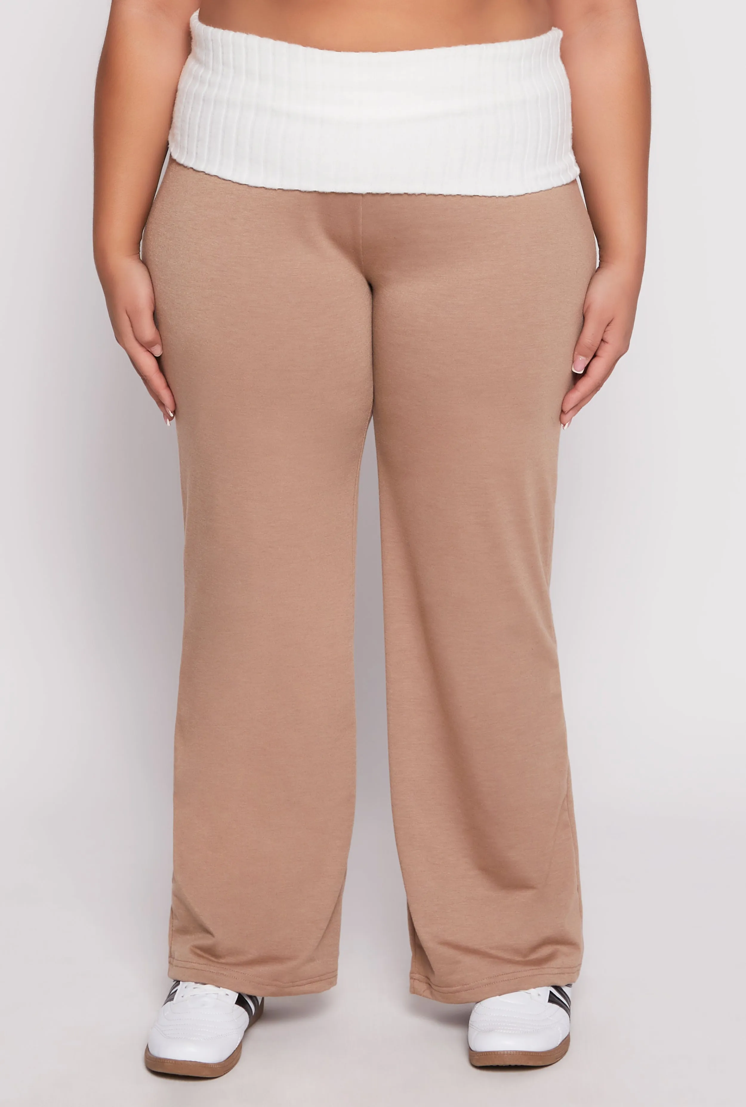 Plus Size Two Tone Waistband Wide Leg Sweatpants sold by Rainbow product image thumbnail 2
