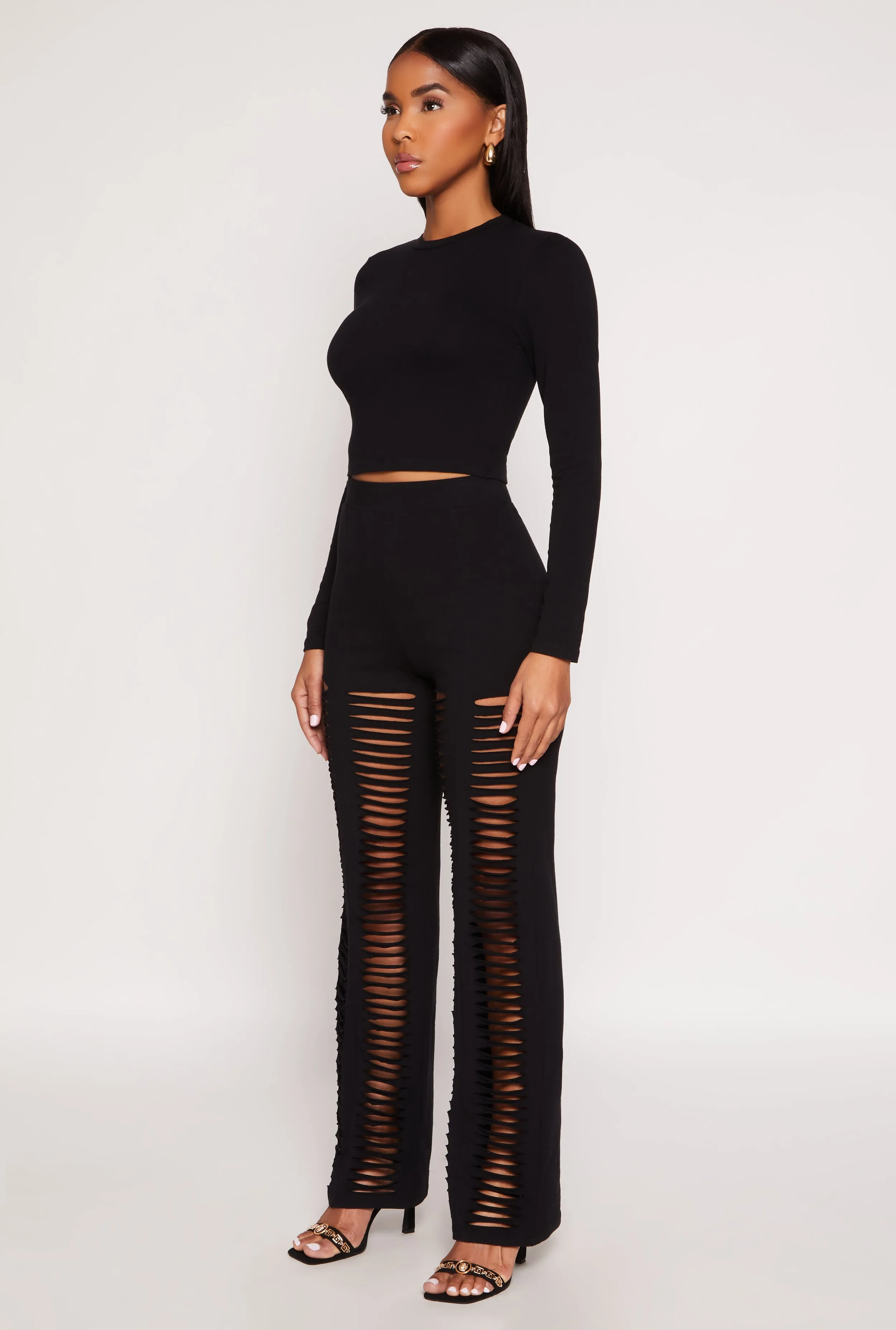 Long Sleeve High Neck Crop Top sold by Rainbow product image thumbnail 3