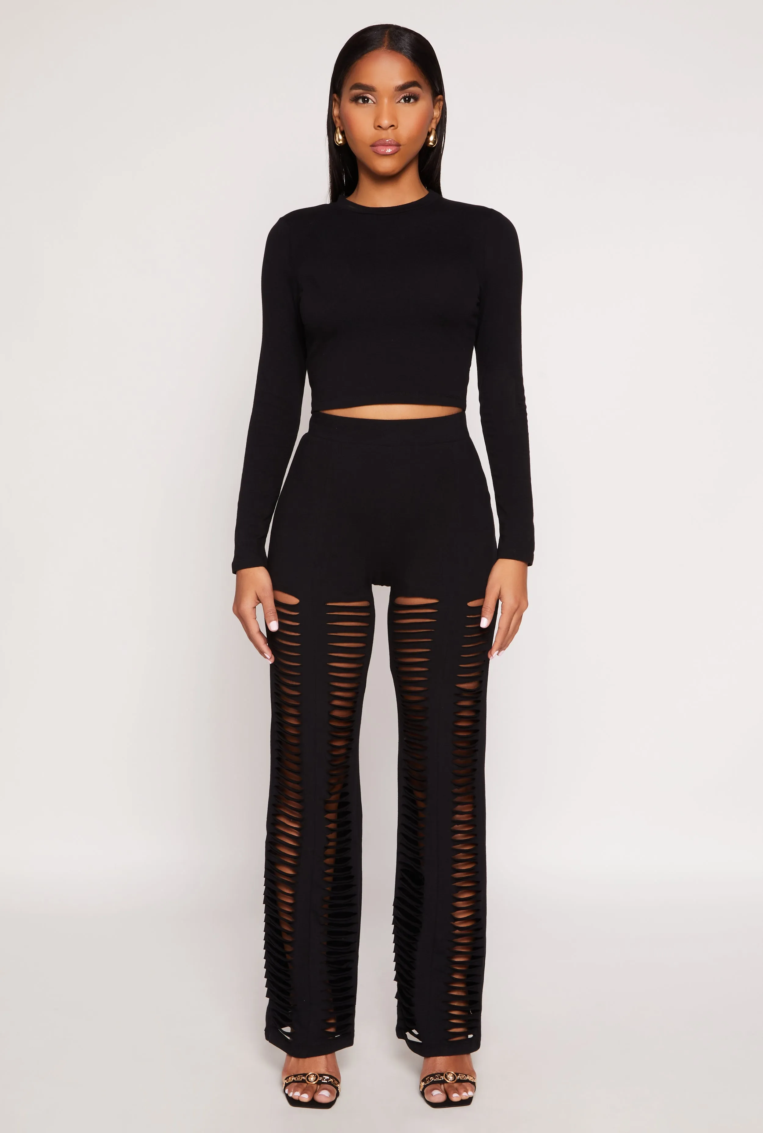 Long Sleeve High Neck Crop Top sold by Rainbow product image thumbnail 2