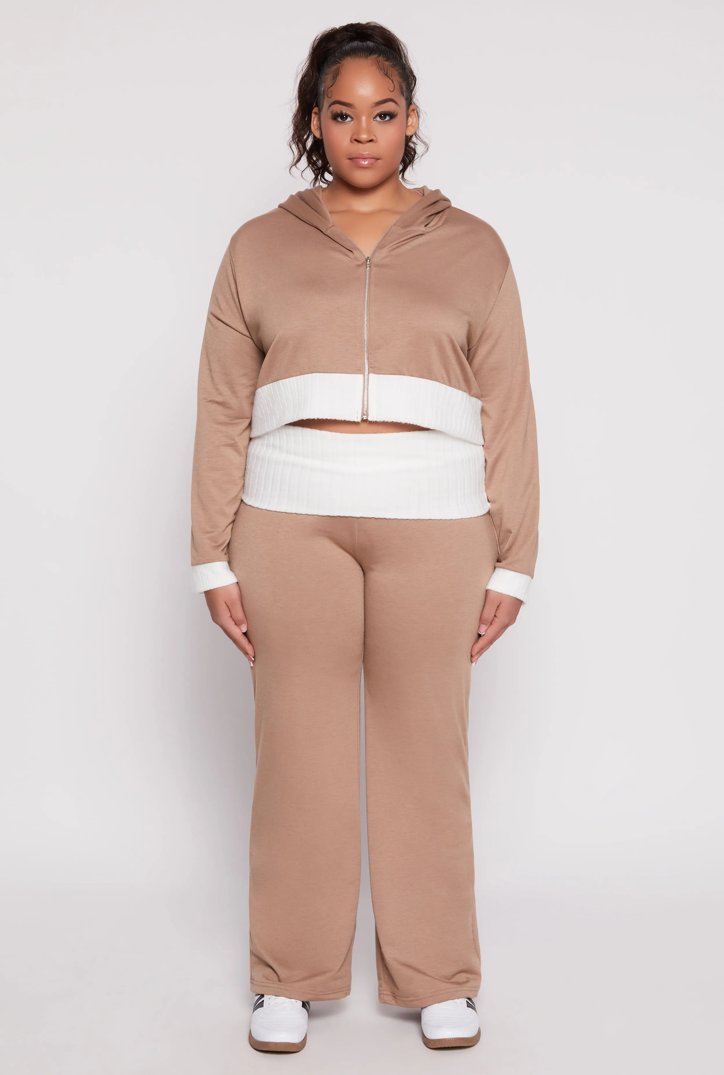 Plus Size Two Tone Trim Hooded Sweatshirt sold by Rainbow product image thumbnail 2