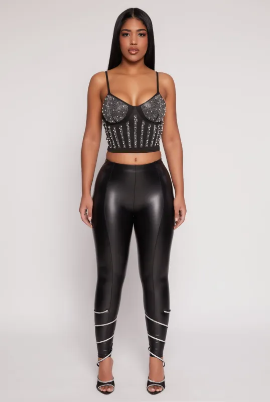 Faux Pearl Rhinestone Bustier Top sold by Rainbow