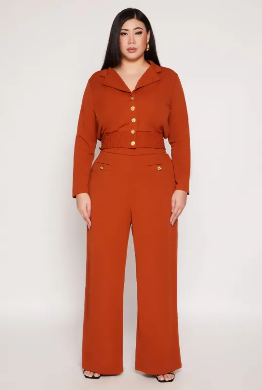 Plus Size Crepe Knit Wide Leg Dress Pants sold by Rainbow