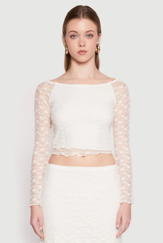 Almost Famous Floral Lace Crop Top sold by Rainbow