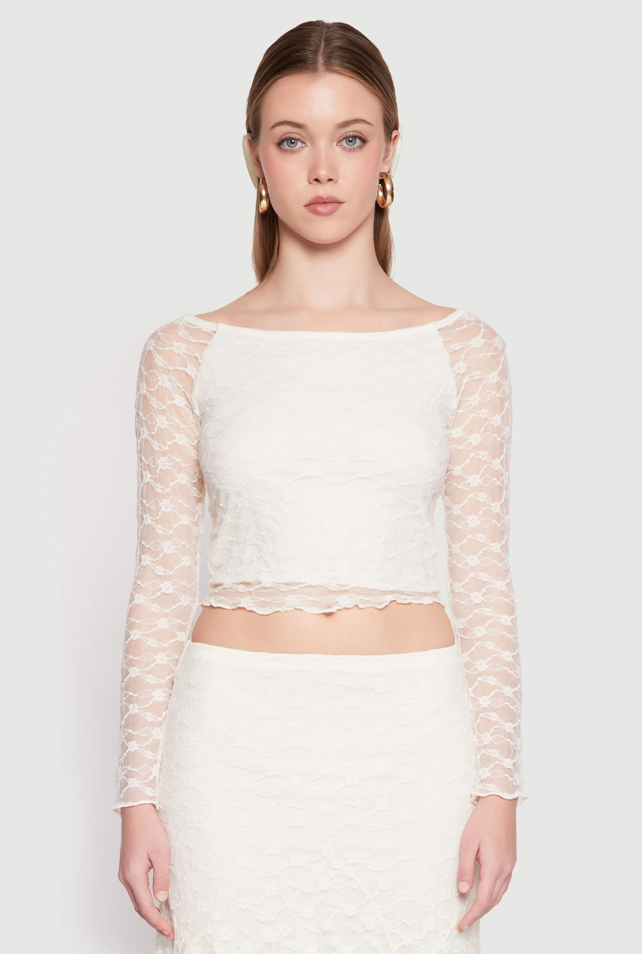 Almost Famous Floral Lace Crop Top sold by Rainbow