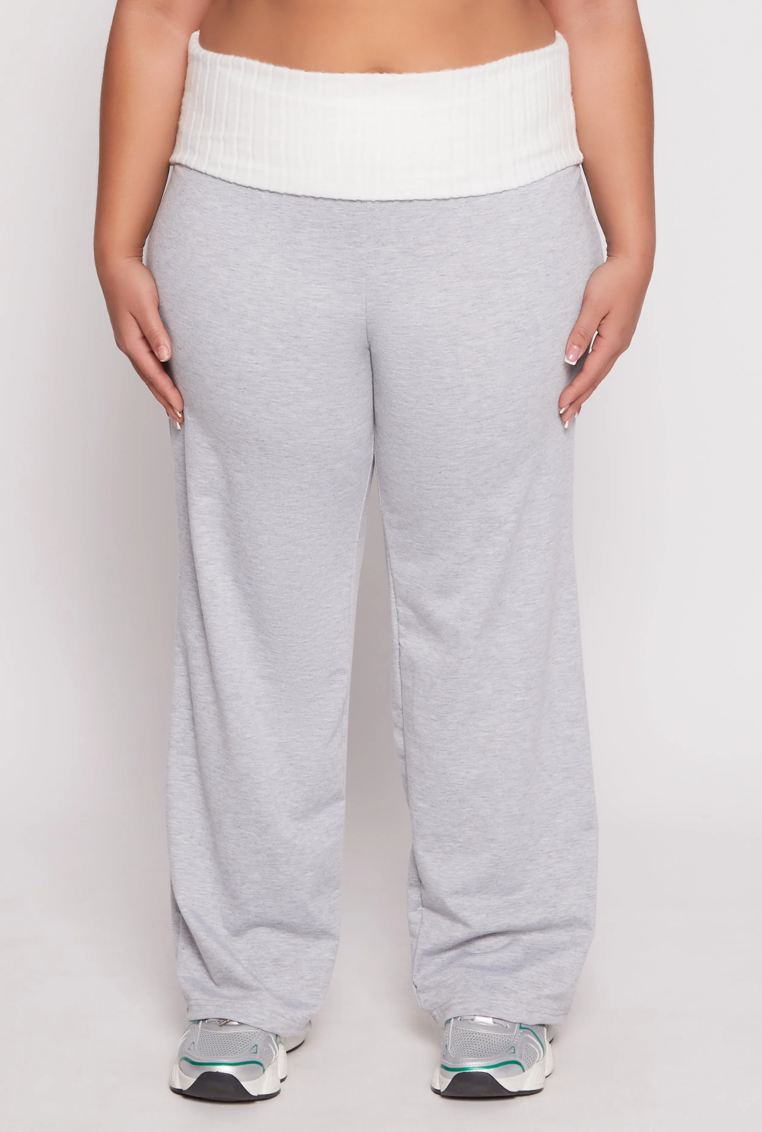 Plus Size Two Tone Waistband Wide Leg Sweatpants sold by Rainbow product image thumbnail 2