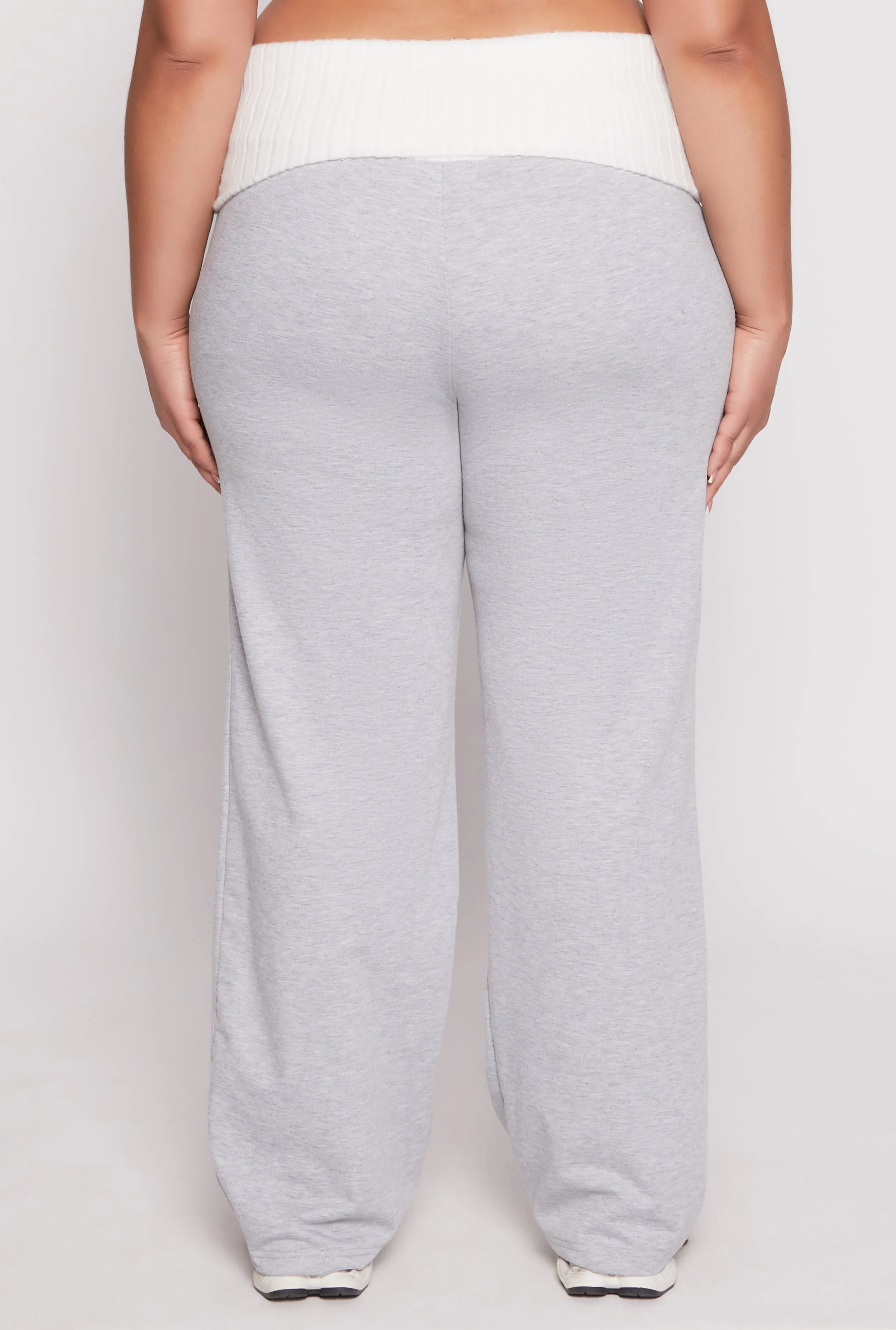 Plus Size Two Tone Waistband Wide Leg Sweatpants sold by Rainbow product image thumbnail 3