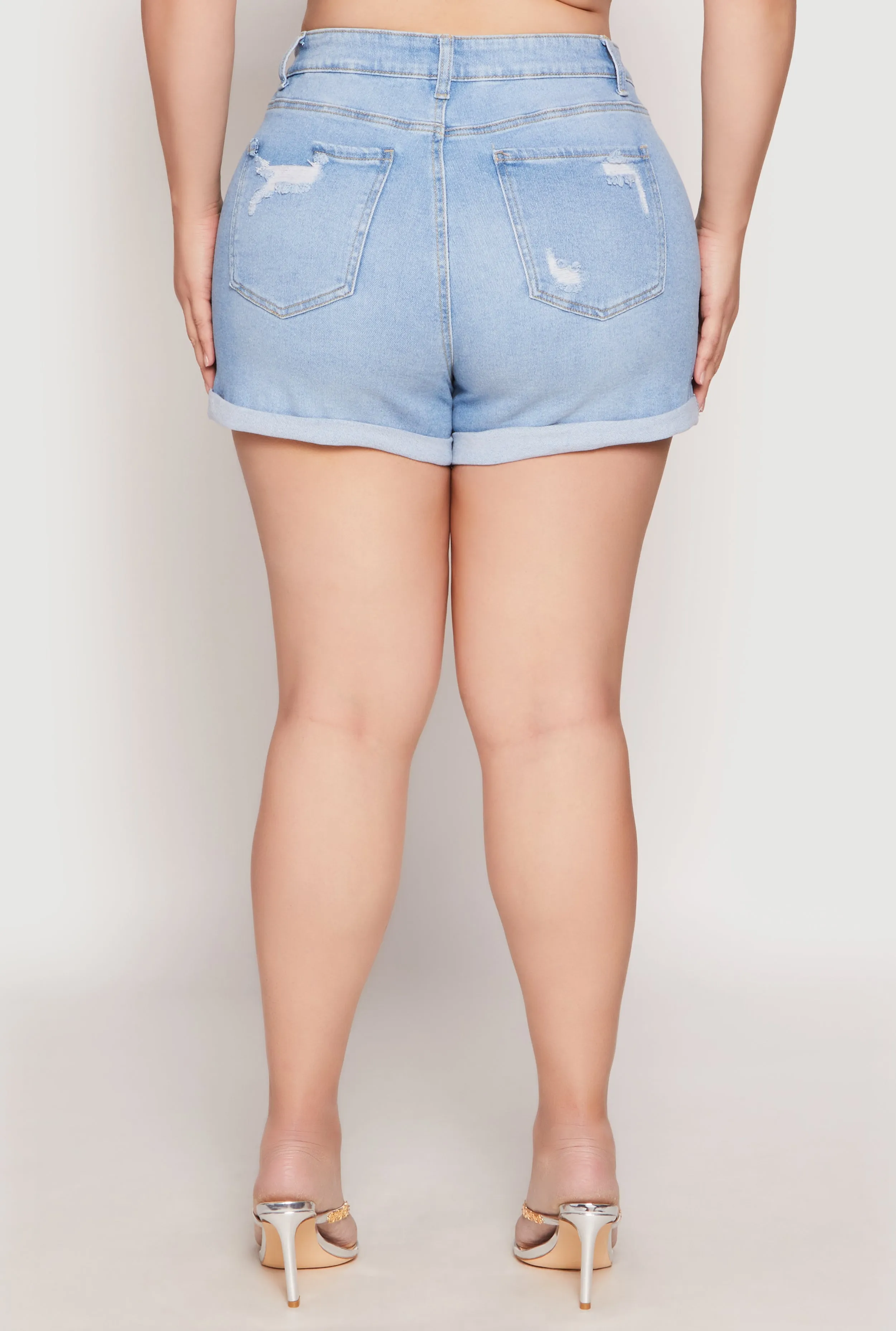 Plus Size WAX Distressed Denim Mom Shorts sold by Rainbow product image thumbnail 5