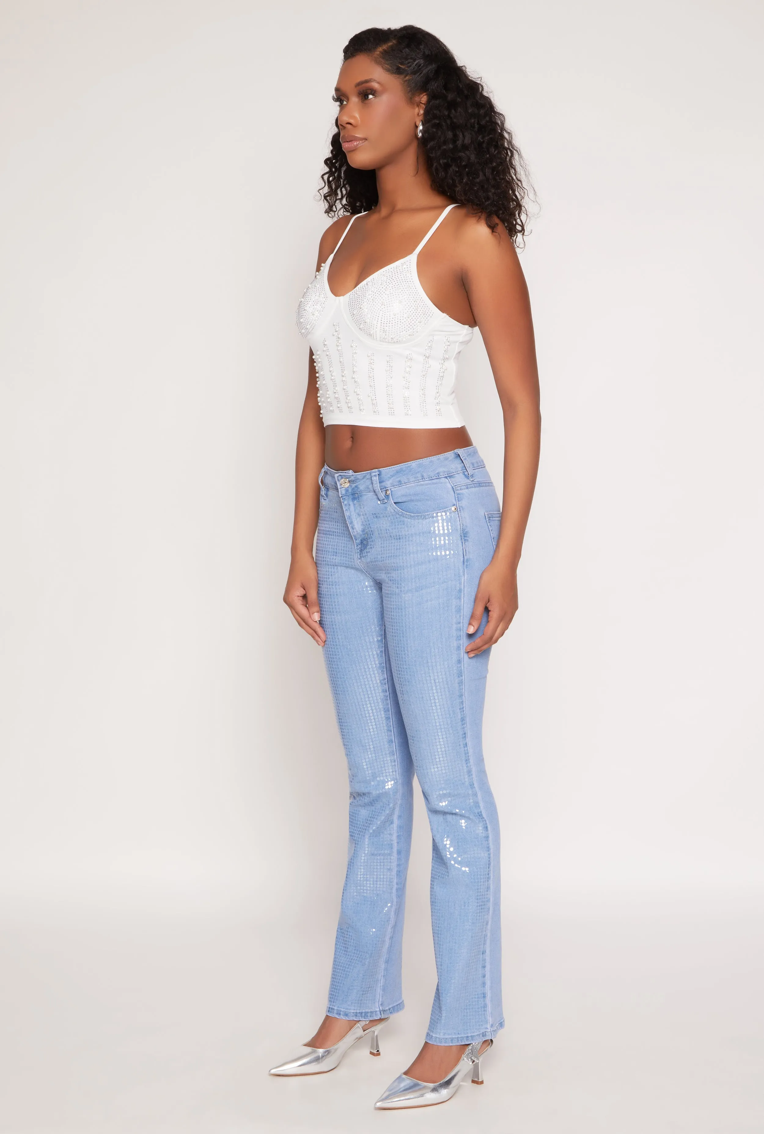 Faux Pearl Rhinestone Bustier Top sold by Rainbow product image thumbnail 3