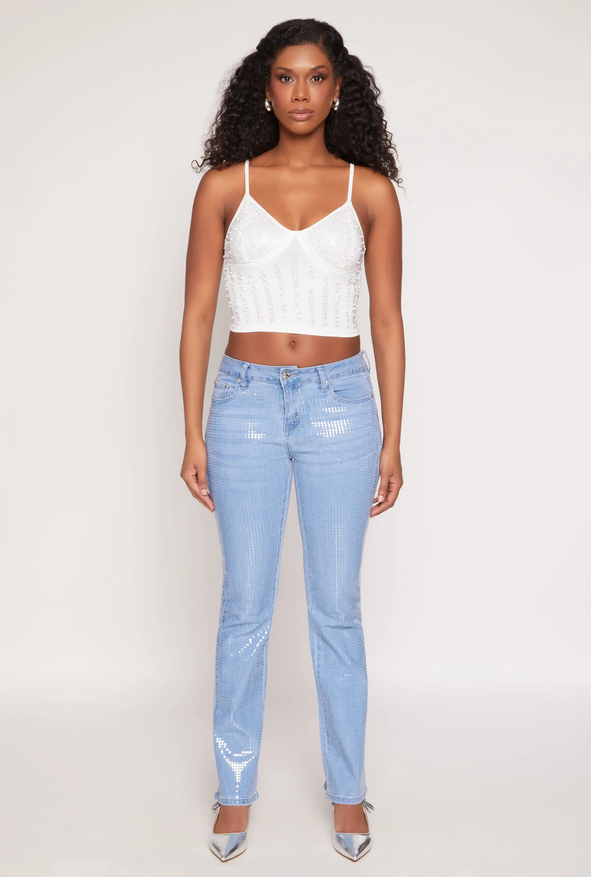 Faux Pearl Rhinestone Bustier Top sold by Rainbow