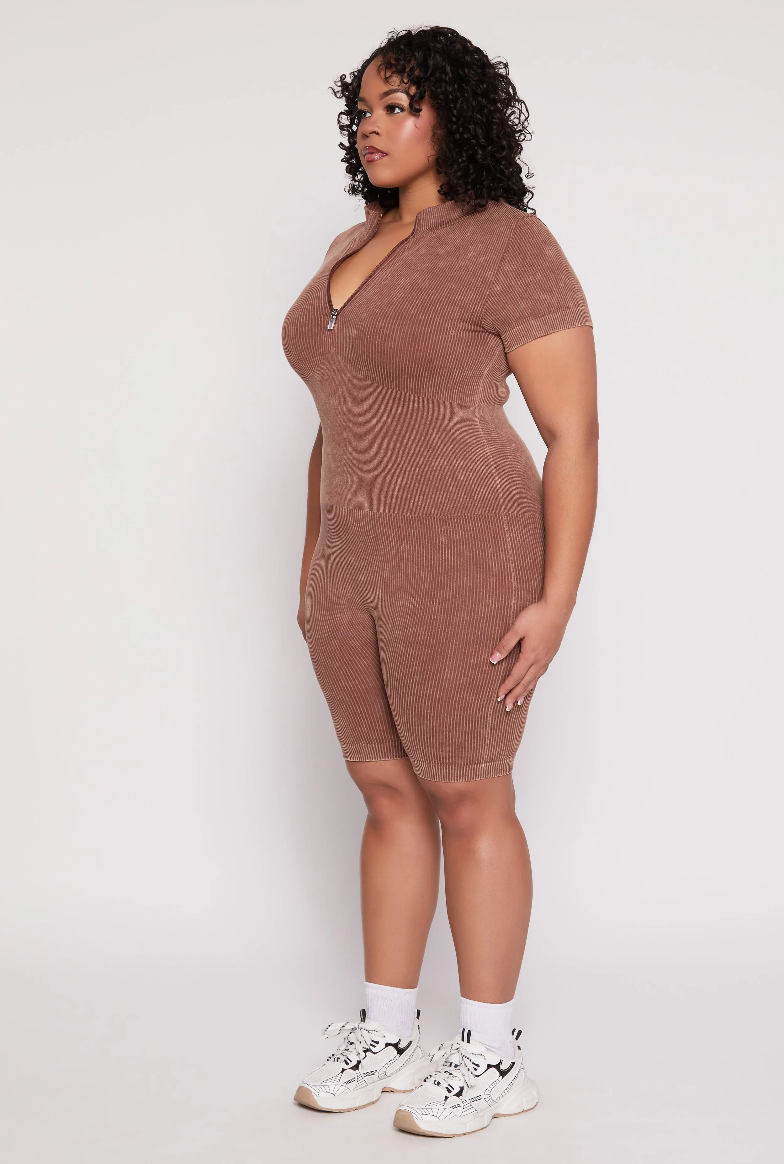 Plus Size Acid Wash Biker Romper sold by Rainbow product image thumbnail 2