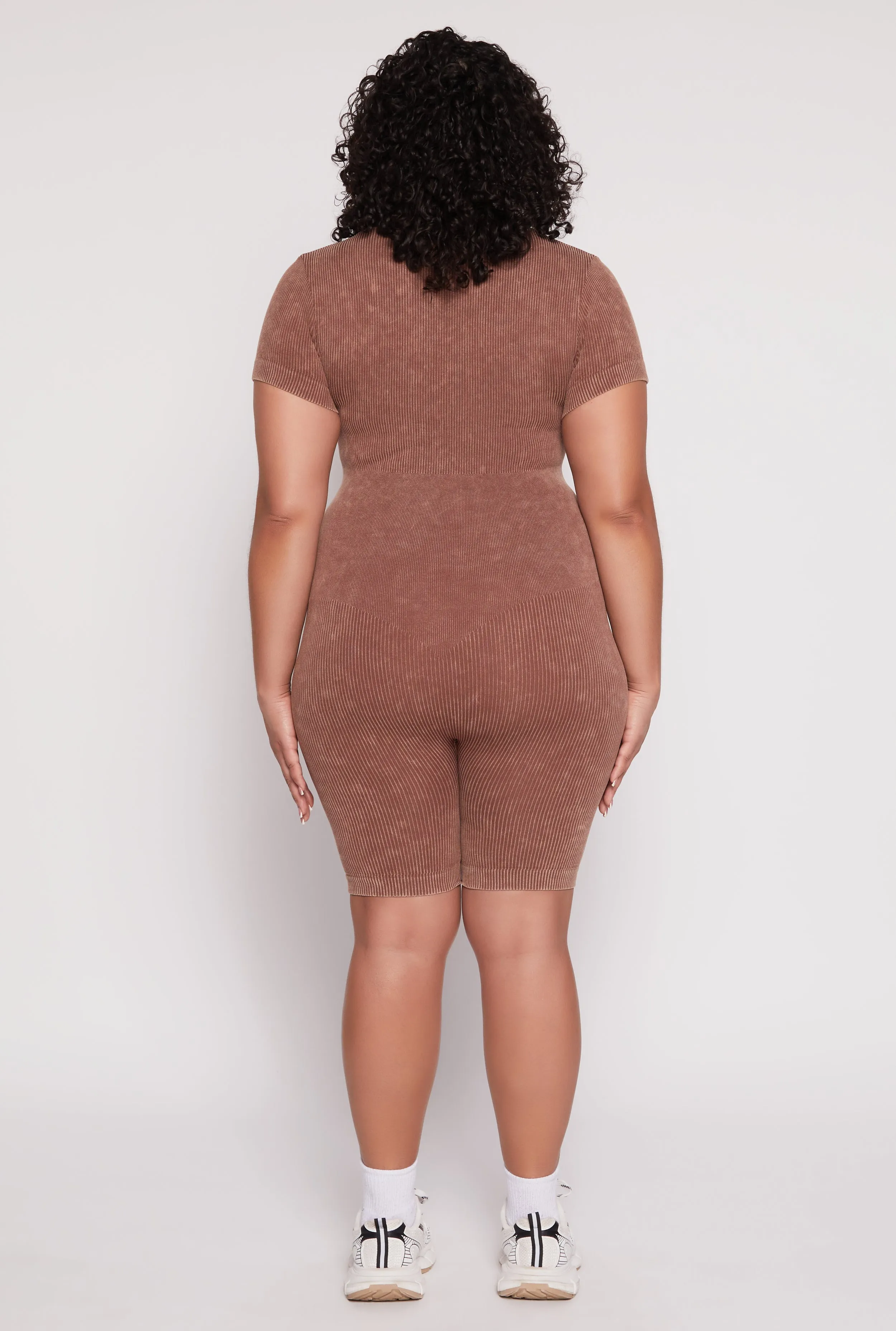 Plus Size Acid Wash Biker Romper sold by Rainbow product image thumbnail 3