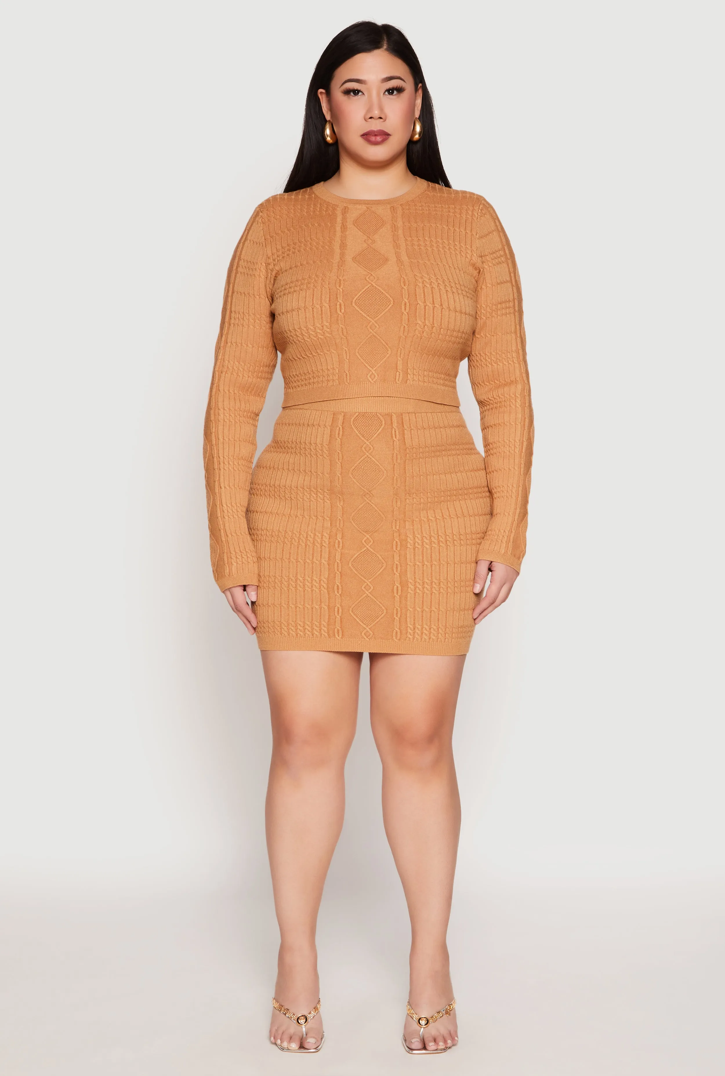 Plus Size Daisy Cable Knit Crew Neck Sweater sold by Rainbow product image thumbnail 2