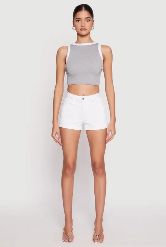 WAX Fixed Cuff High Waist Denim Shorts sold by Rainbow