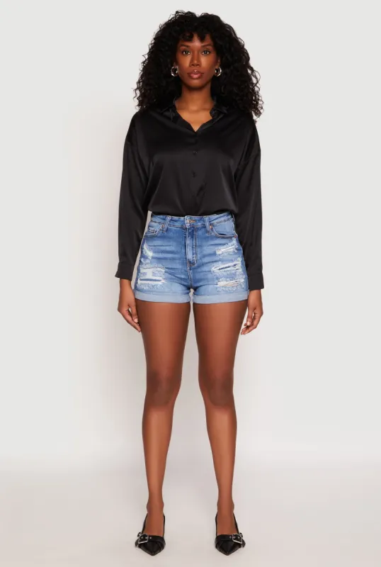 WAX Distressed Denim Mom Shorts sold by Rainbow