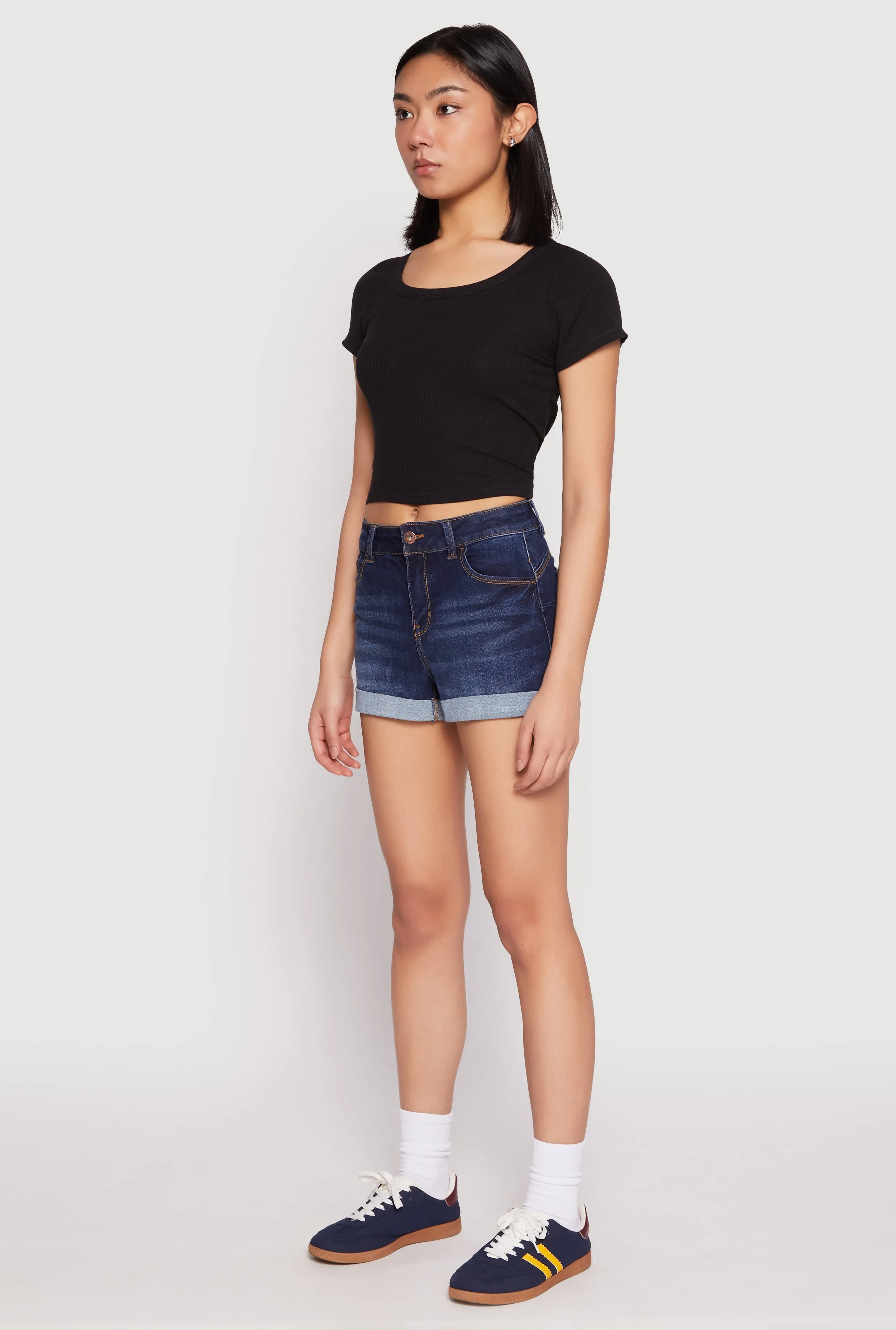 WAX Fixed Cuff High Waist Denim Shorts sold by Rainbow product image thumbnail 2