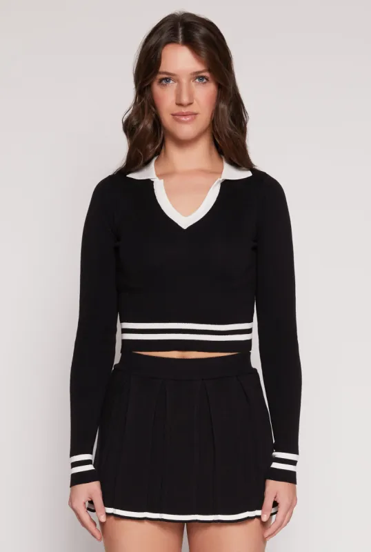 Daisy Varsity Stripe Detail Crop Top sold by Rainbow
