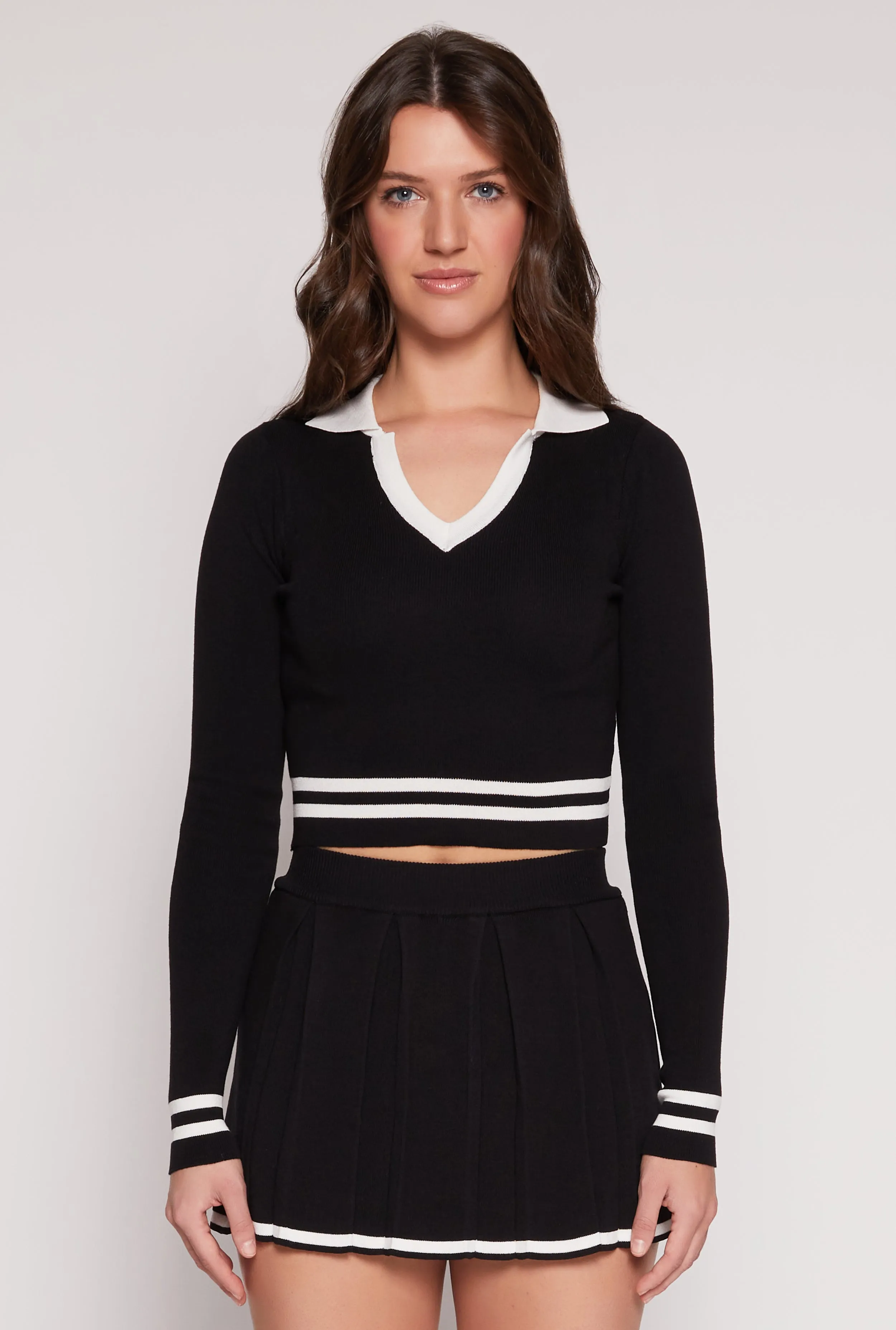 Daisy Varsity Stripe Detail Crop Top sold by Rainbow