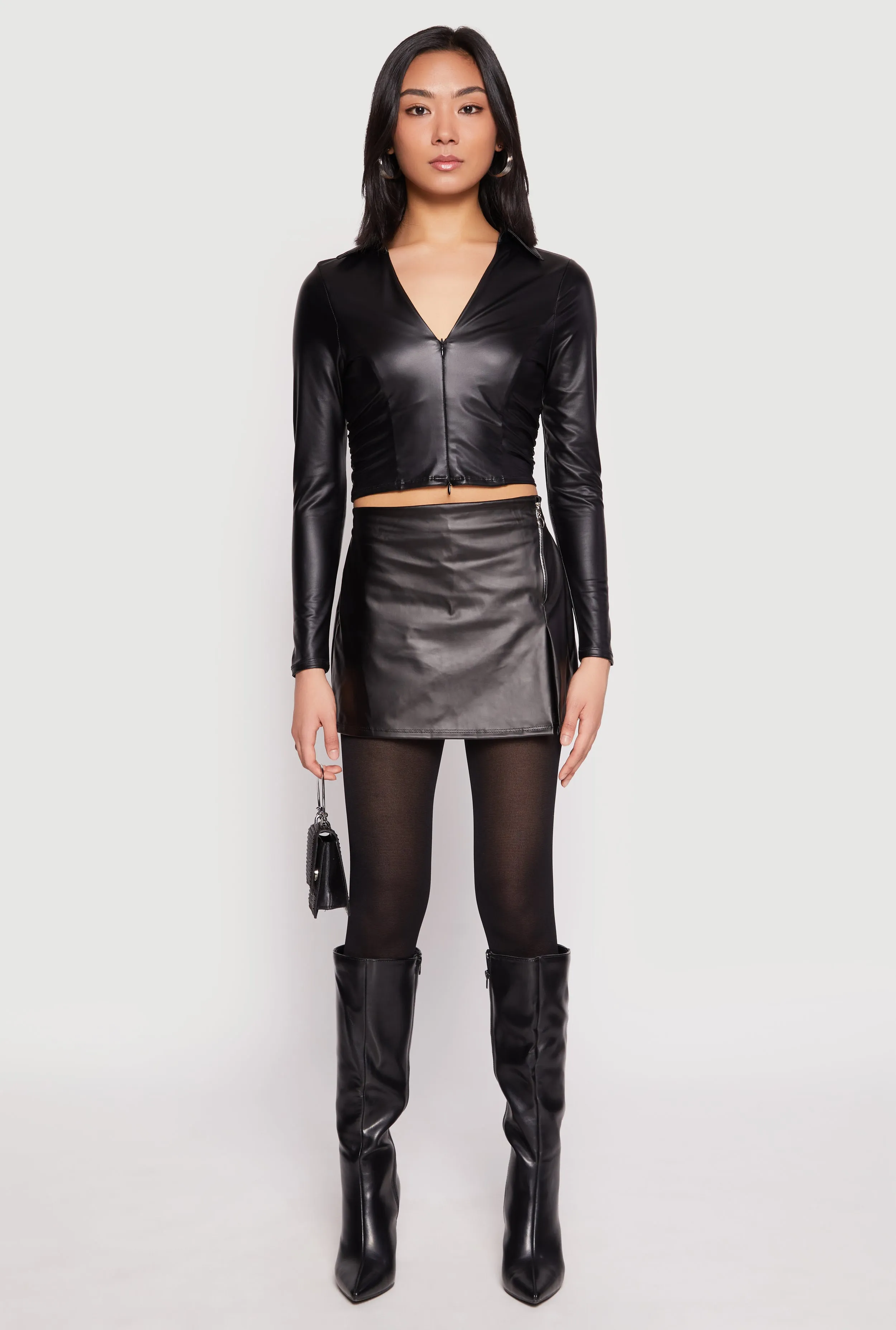 Faux Leather Side Zip Skort sold by Rainbow
