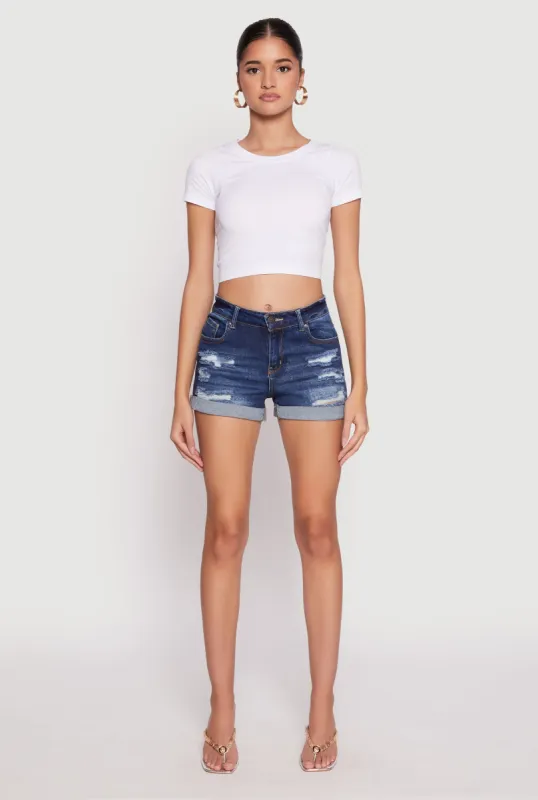 WAX Distressed Denim Shorts sold by Rainbow