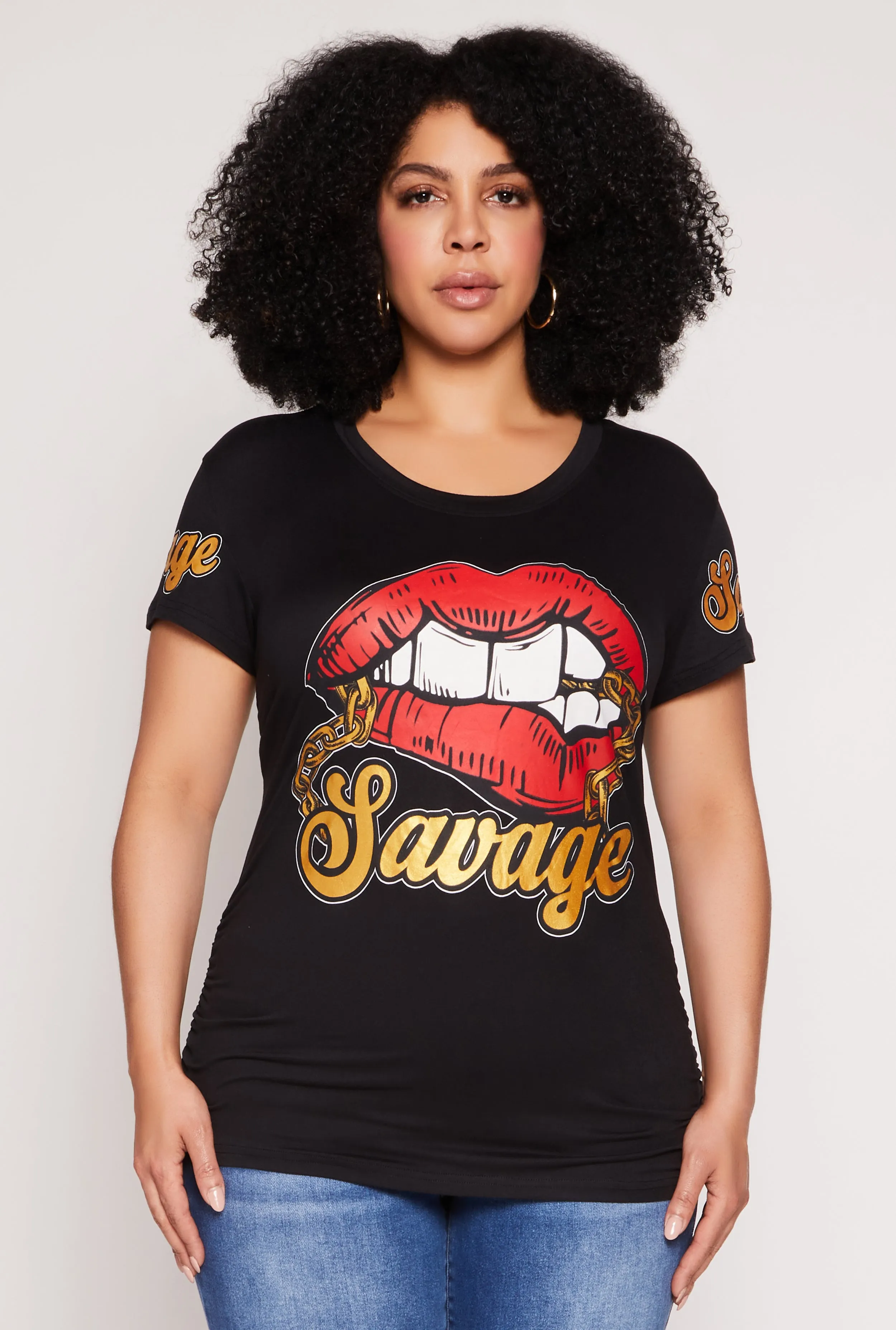 Plus Size Savage Lip Graphic Ruched Top sold by Rainbow product image thumbnail 2